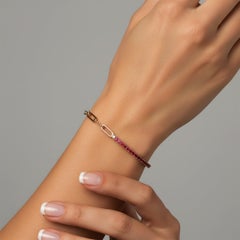 Sunset Prism 14K (or 18k upon request) Yellow Gold Pink Sapphire Link Bracelet