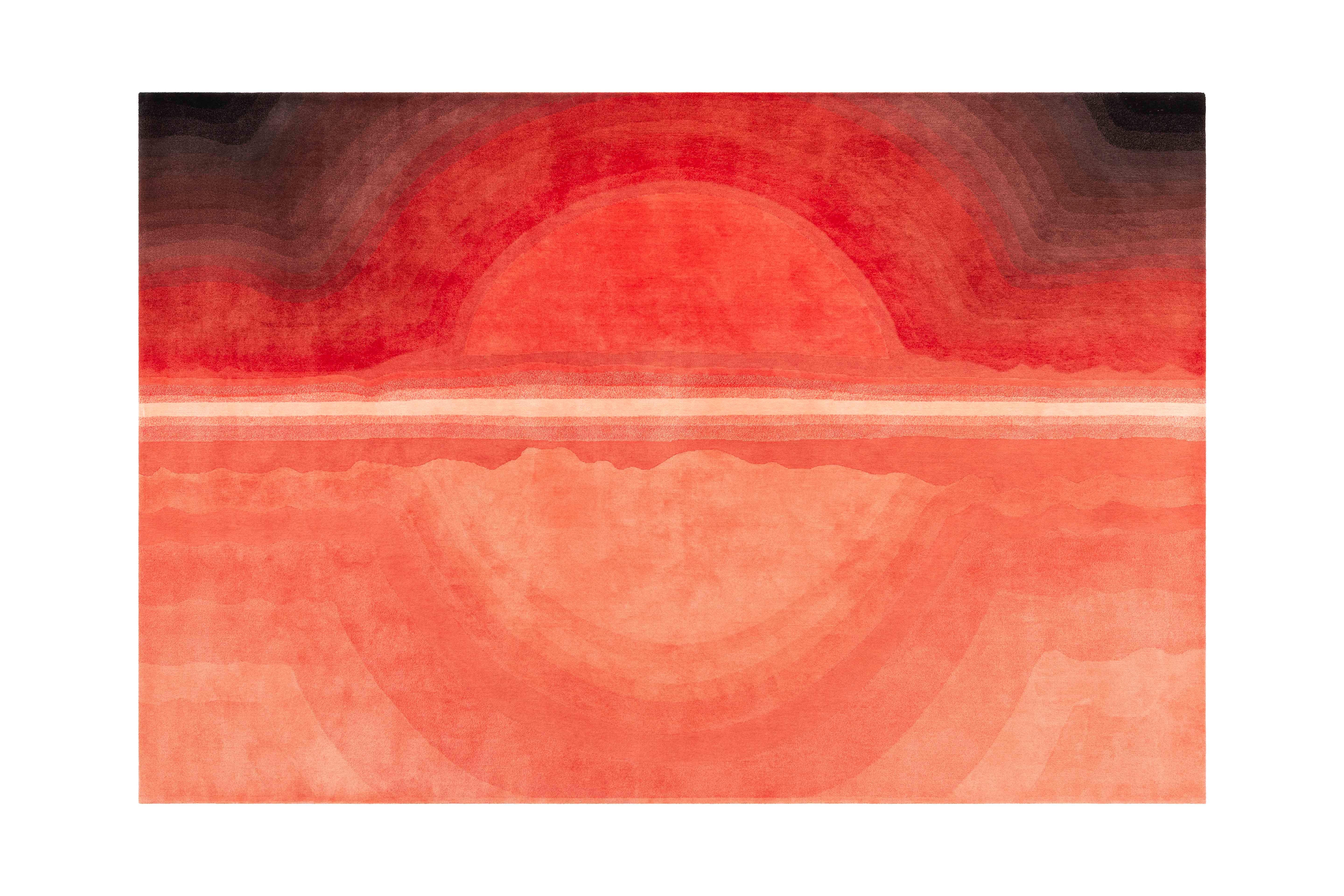 Sunset Rug by Gandia Blasco
Design by Alejandra Gandía-Blasco
Dimensions: W 170 x H 240 cm. 
Materials: Fiber composition: 100% wool. 
Weight: 16,3 kg

Passion for life outdoors, a dream come true on the edge of a cliff in the north of Ibiza. The