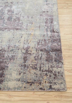 Sunset Sorbet Abstract Ivory & Purple Ash 8x10 Feet Handknotted Rug For Bedroom