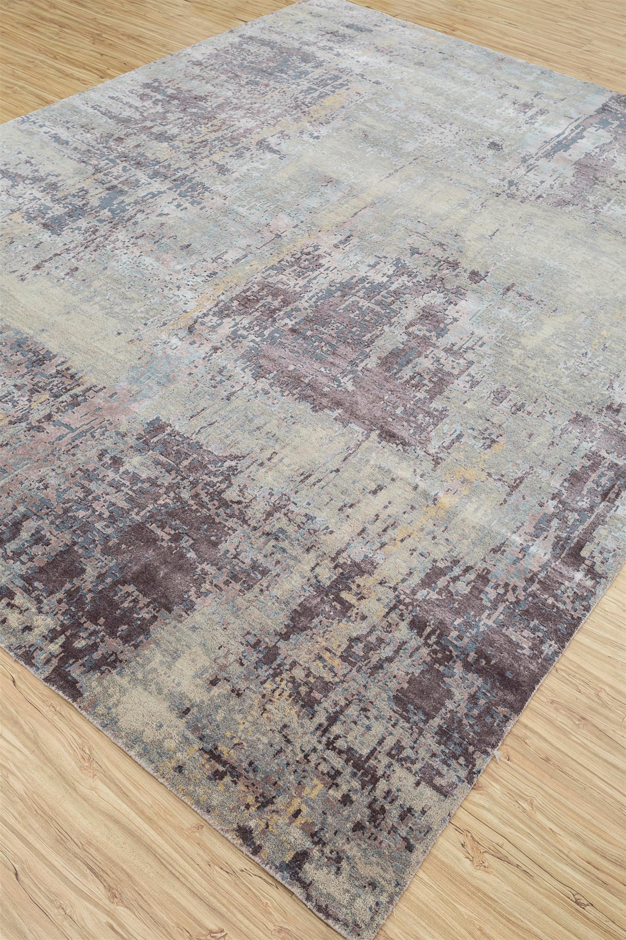 Modern Sunset Sorbet Ivory & Purple Ash 240X300 cm Handknotted Rug For Sale