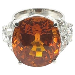 Sunset Splendor GIA Certified 19.95 Orange Sapphire Ring