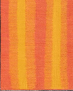 Alfombra afgana kilim a rayas Sunset en amarillo, naranja y rosa