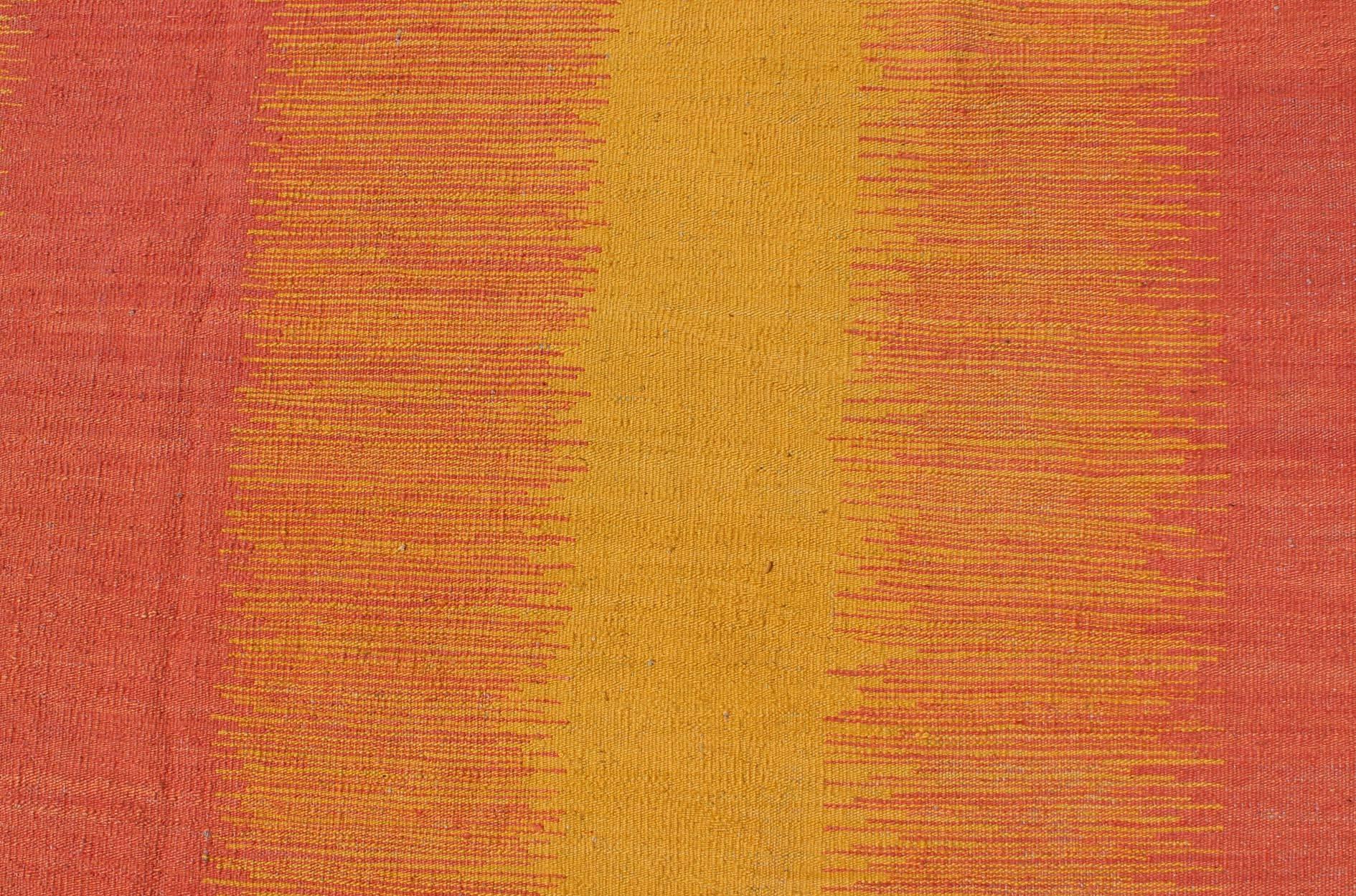 Sunset Striped Afghan Kilim Rug in Yellow, Orange, Pink For Sale 2