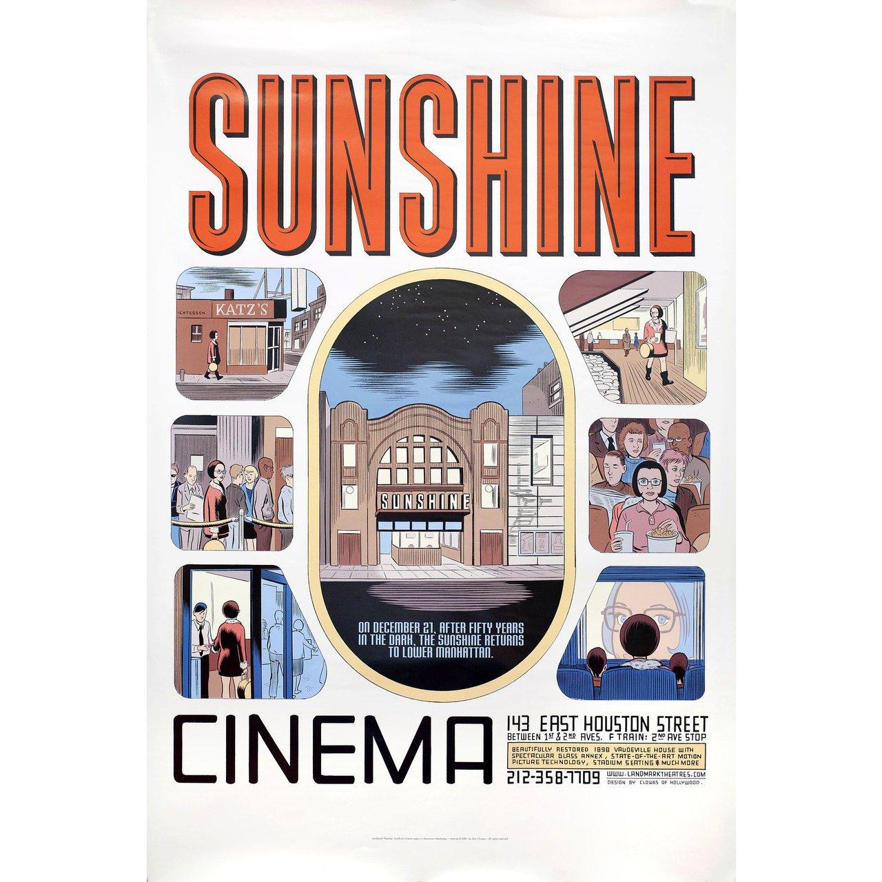 Original 2001 U.S. one sheet poster by Daniel Clowes for 'Sunshine Cinema' (2001). Very good-fine condition, rolled. Please note: the size is stated in inches and the actual size can vary by an inch or more.
 