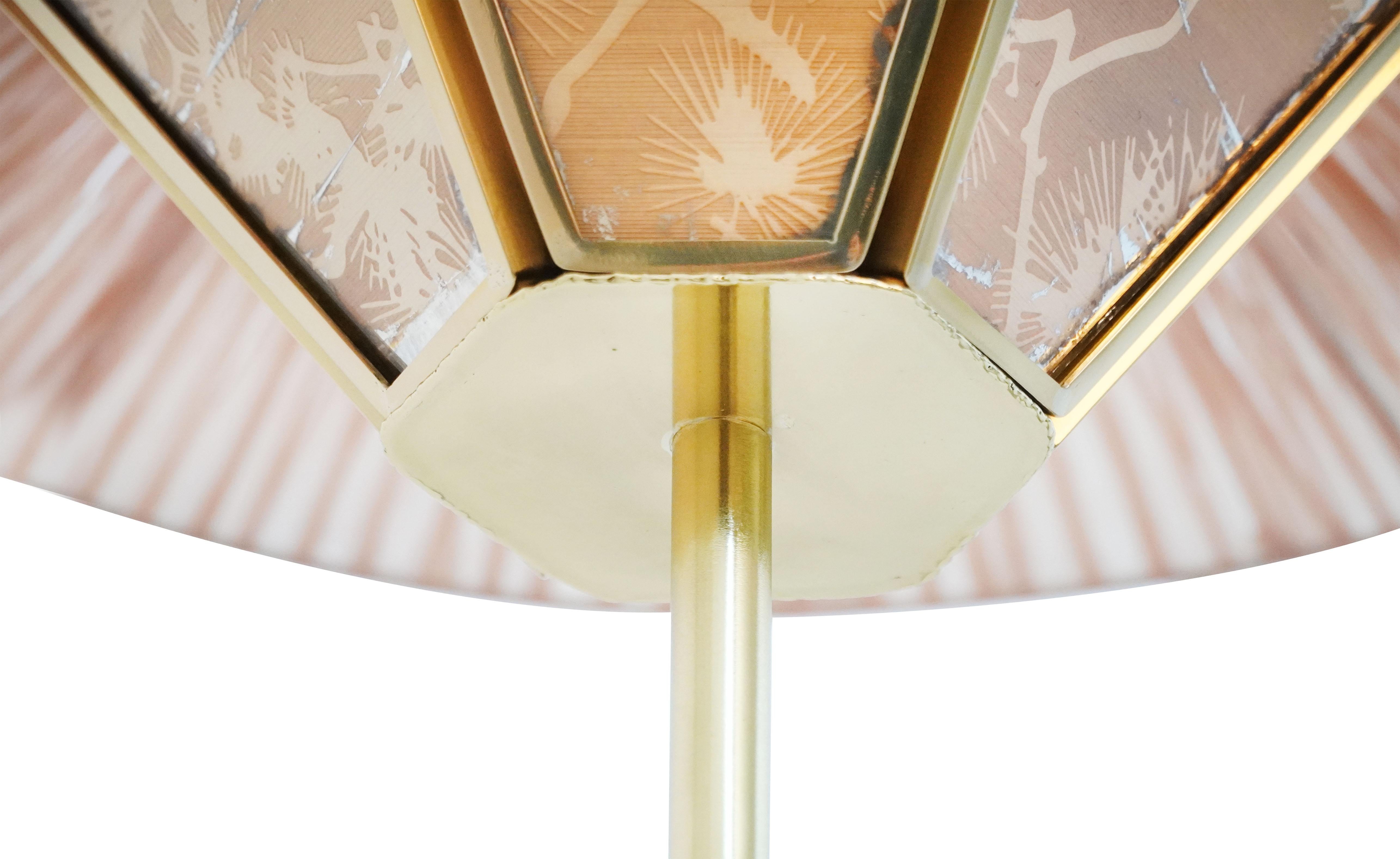“Sunshine” Contemporary Floor Lamp 60, Kyoto Washi, Raffia, Bamboo Brass Stem For Sale 4