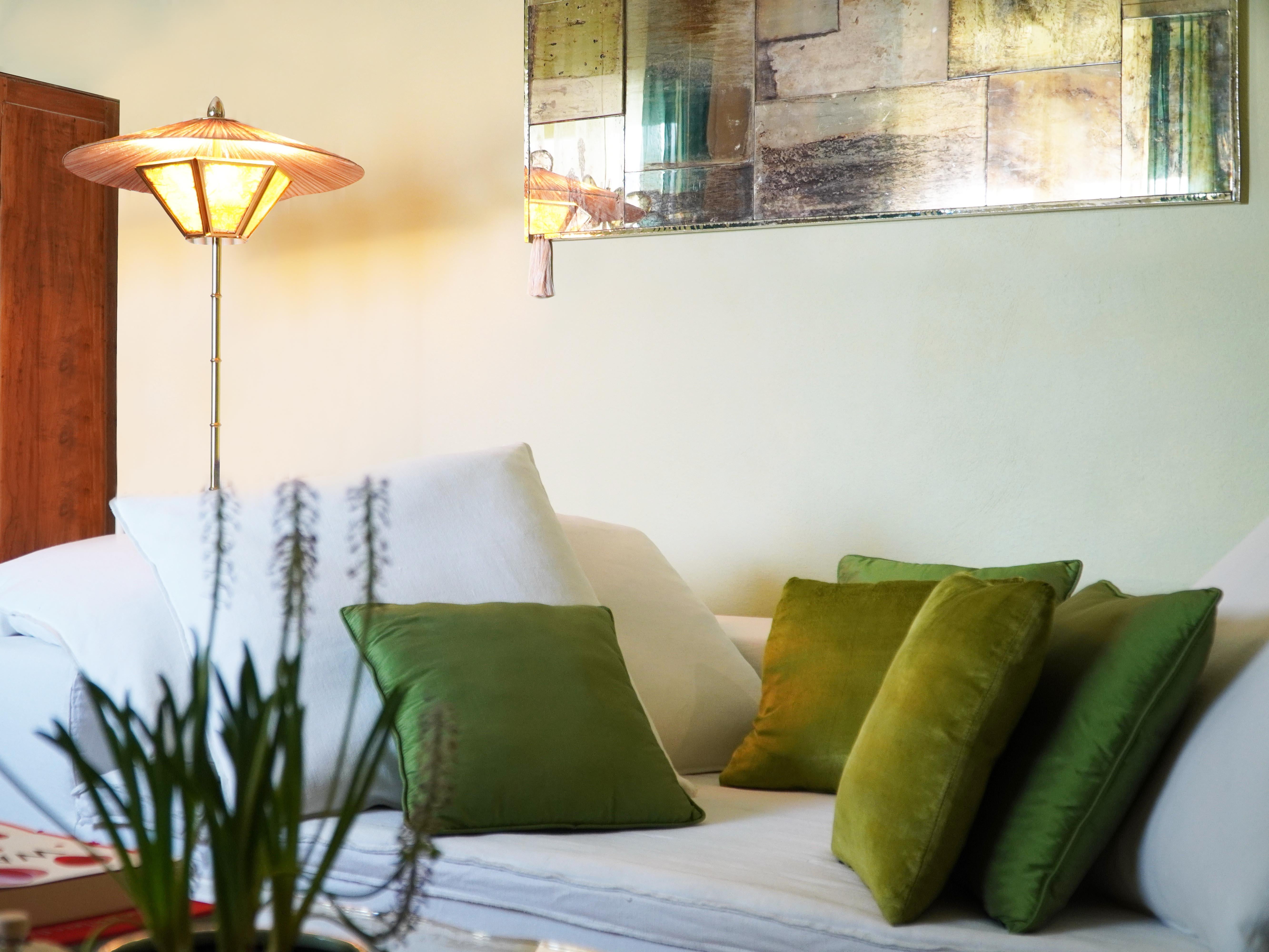 italien Lampadaire Sunshine Contemporary 60cm, Papiers vintage japonais, Laiton en vente