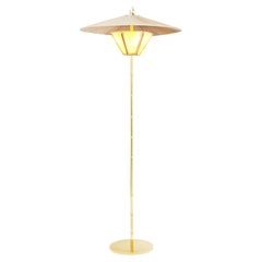 “Sunshine” Contemporary Floor Lamp 60cm, Japanese vintage papers, Brass