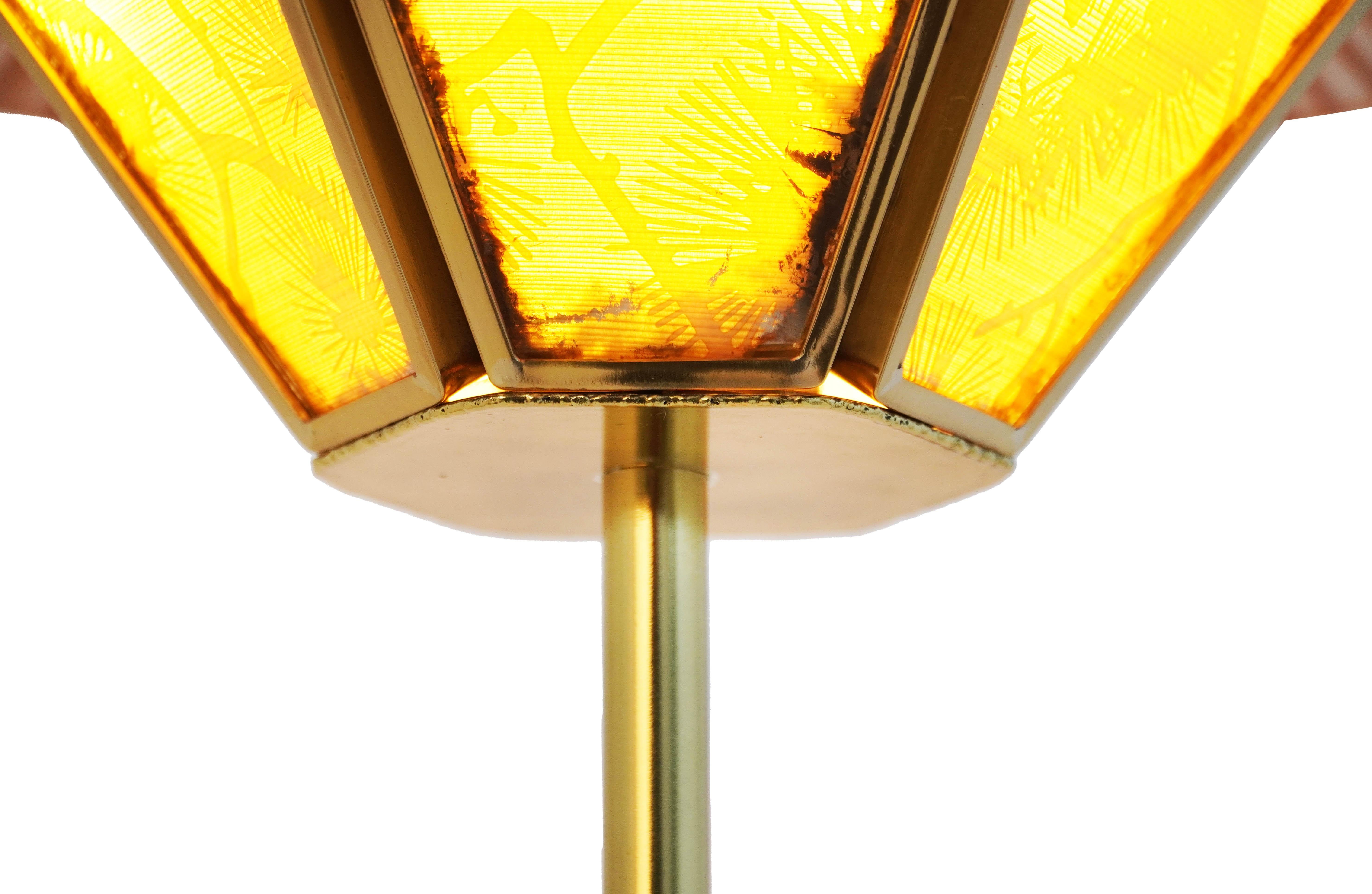 Italian “Sunshine” Contemporary Floor Lamp 60cm, pine silk lampshade, Bamboo Brass