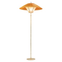 “Sunshine” Contemporary Standing Lamp 60, Kyoto Washi, Silk, bamboo shaped Brass