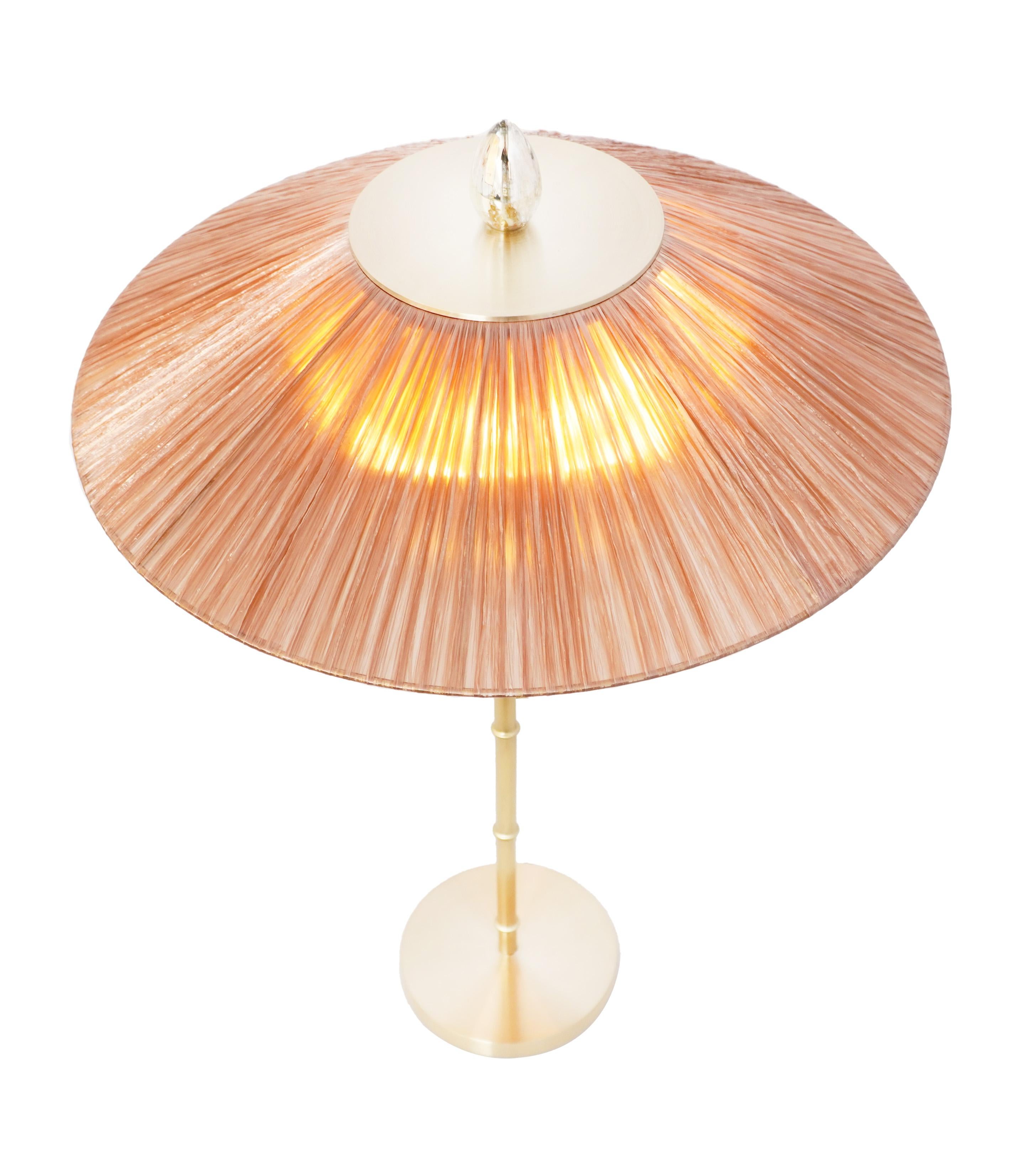 “Sunshine” Contemporary Table Lamp 44, Kyoto Washi, Silk, Bamboo Brass, Raffia For Sale 3