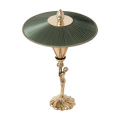 “Sunshine” Contemporary Table Lamp, Kyoto washi , Silk, cast melted Brass