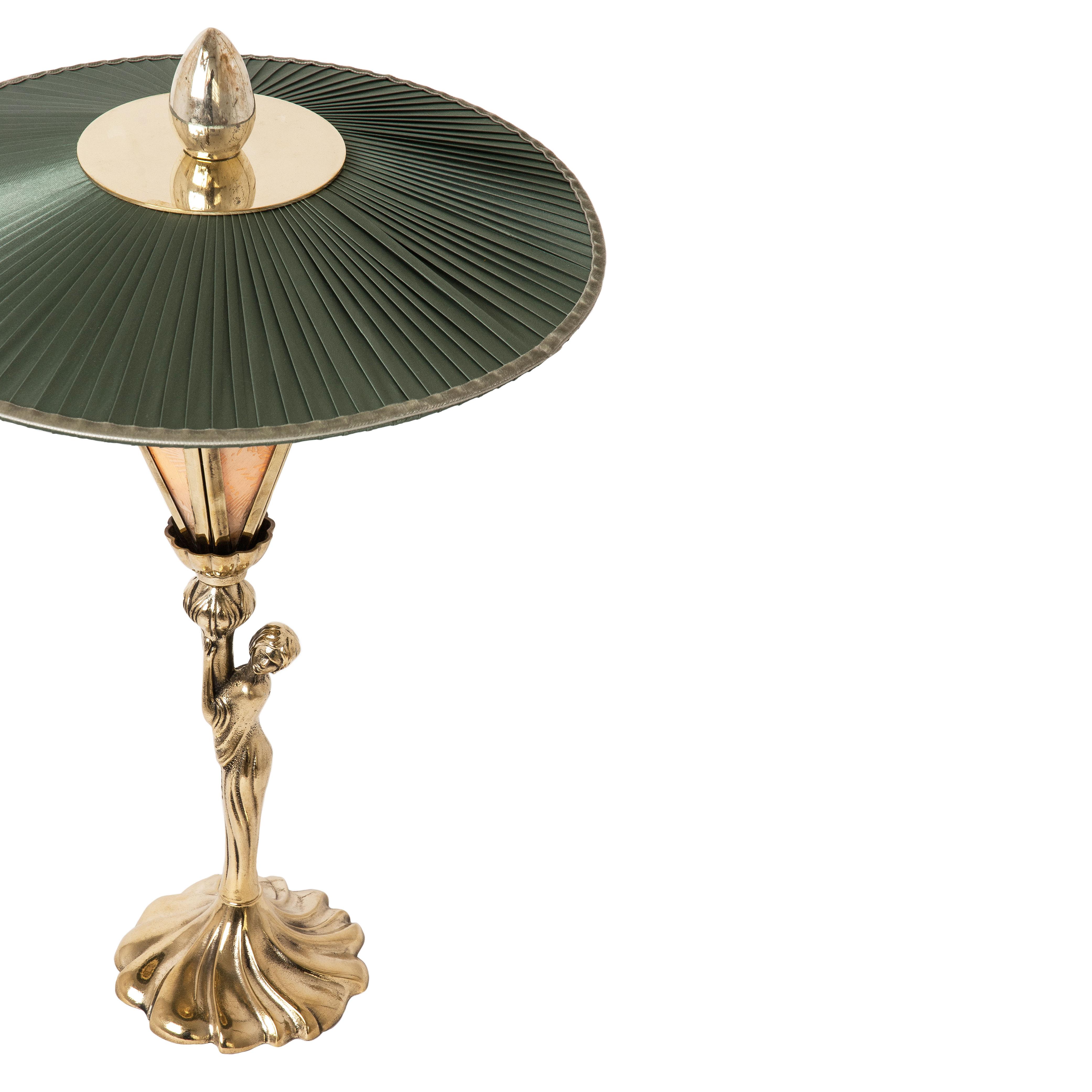 Modern “Sunshine” Contemporary Table Lamp, Kyoto washi , Silk, cast melted Brass For Sale