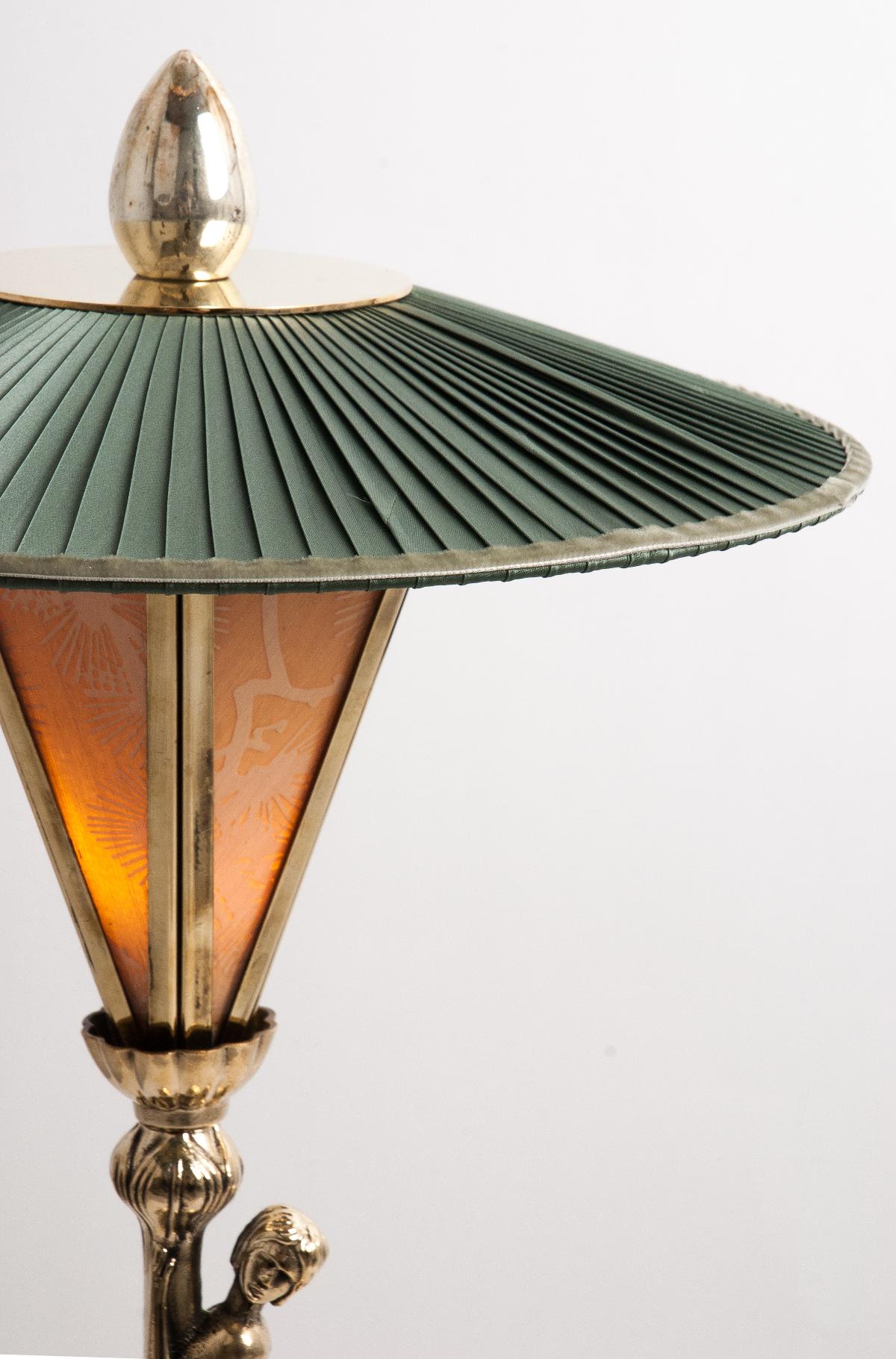 Japanned “Sunshine” Contemporary Table Lamp, Kyoto washi , Silk, cast melted Brass For Sale