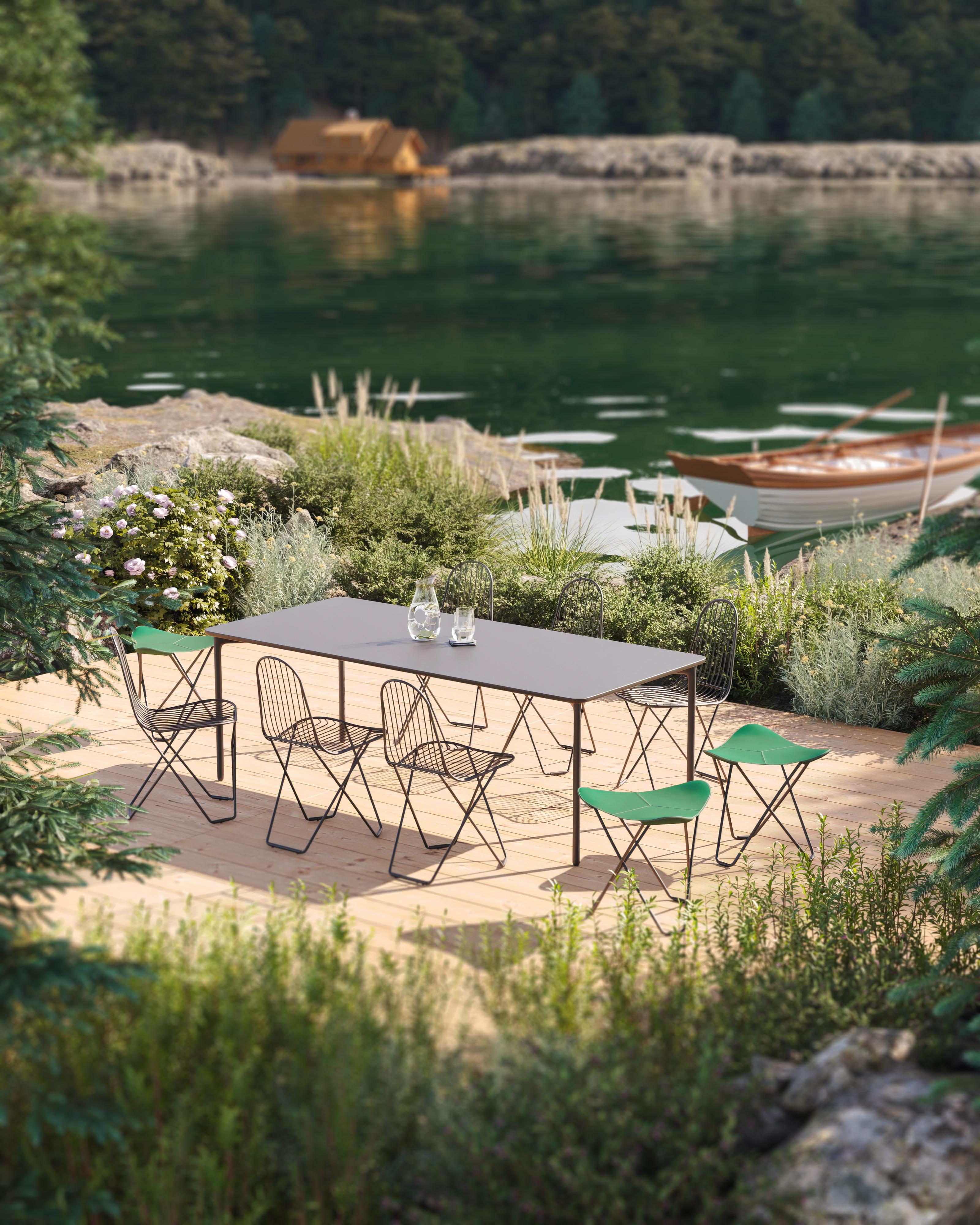 Swedish Sunshine Flying Goose Outdoor Footstool by Cuero Design For Sale