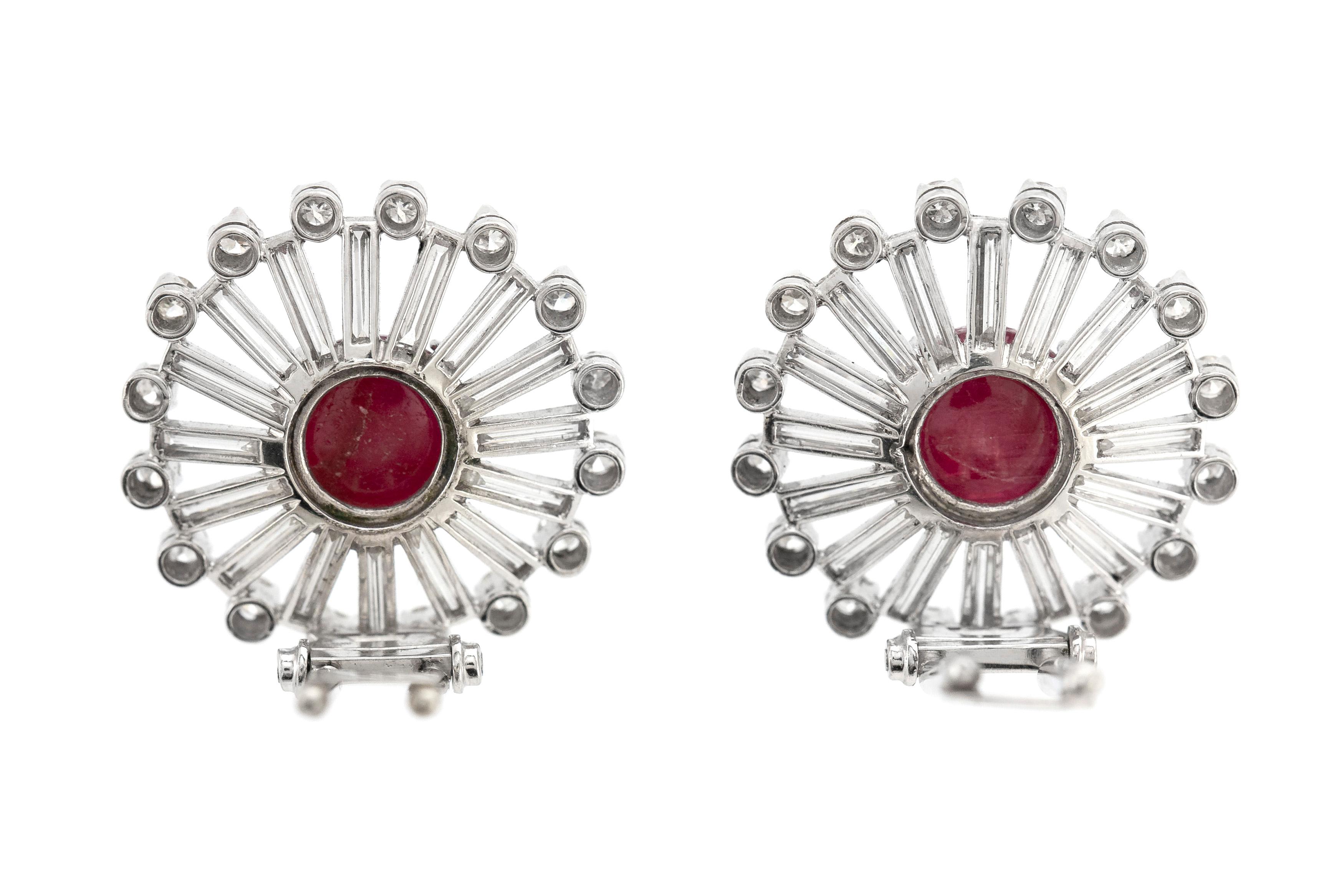 Sunshine Platinum with Ruby and Diamond Earring In Excellent Condition For Sale In New York, NY