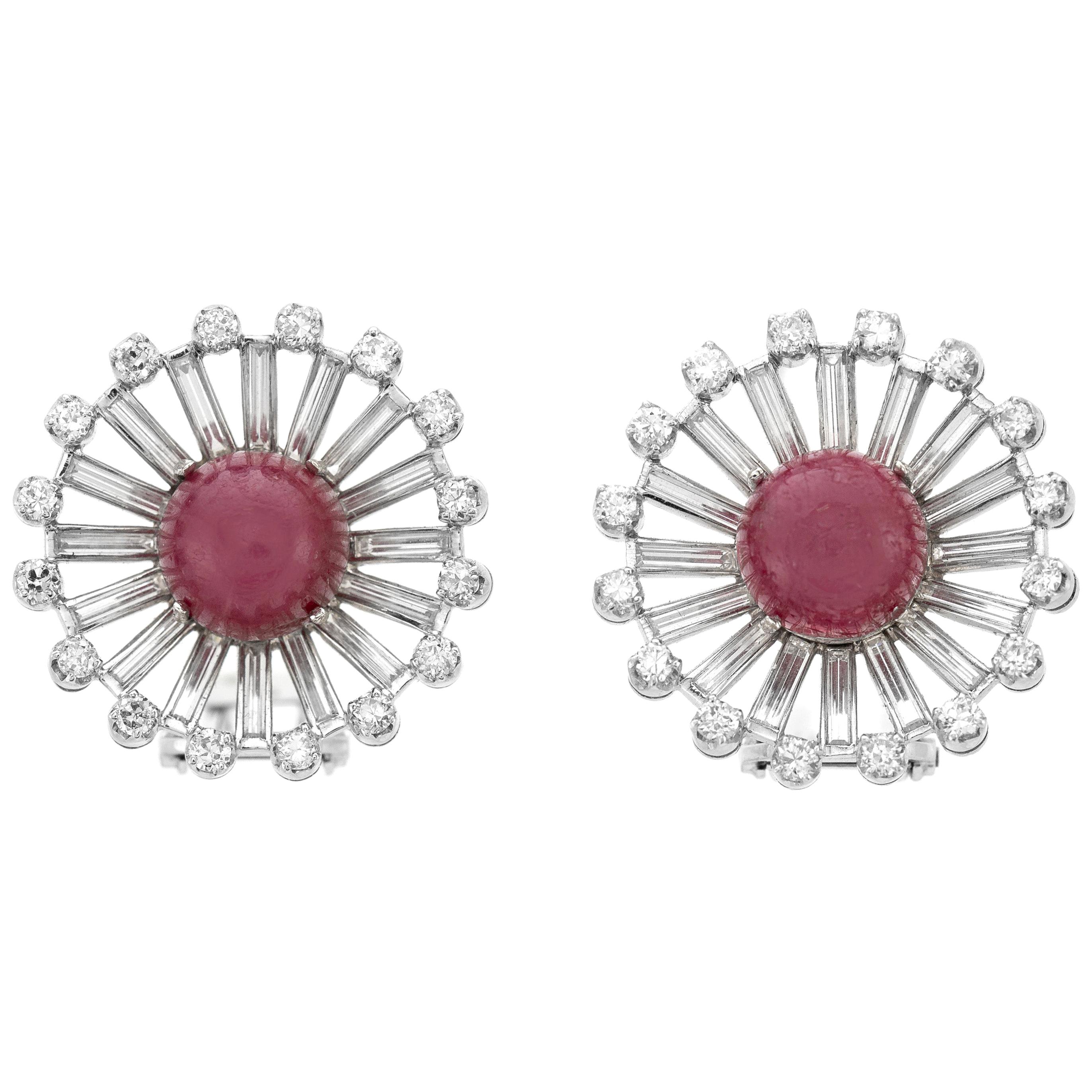 Sunshine Platinum with Ruby and Diamond Earring