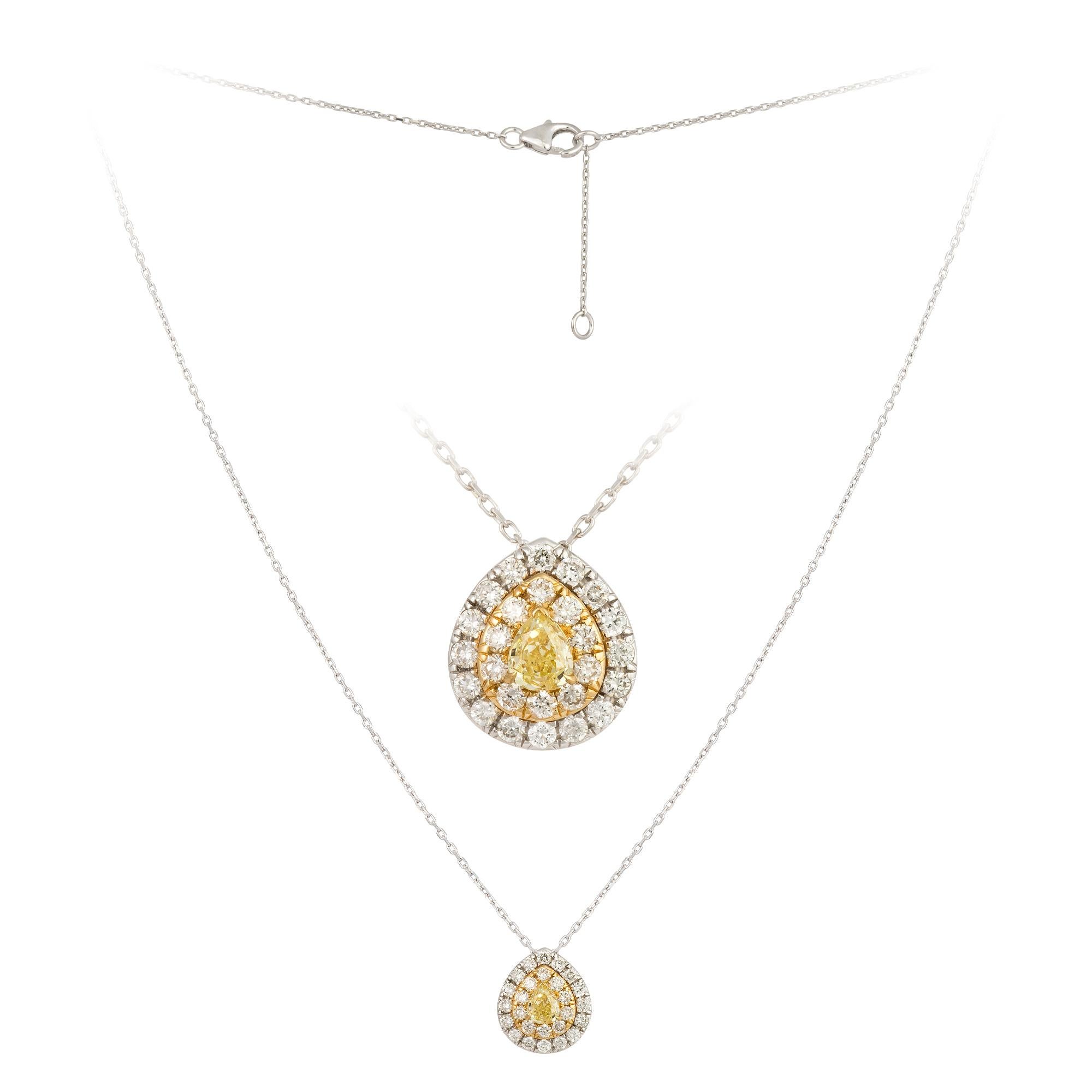 Modern Sunshine White Yellow Gold 18K Necklace Yellow Diamond for Her For Sale