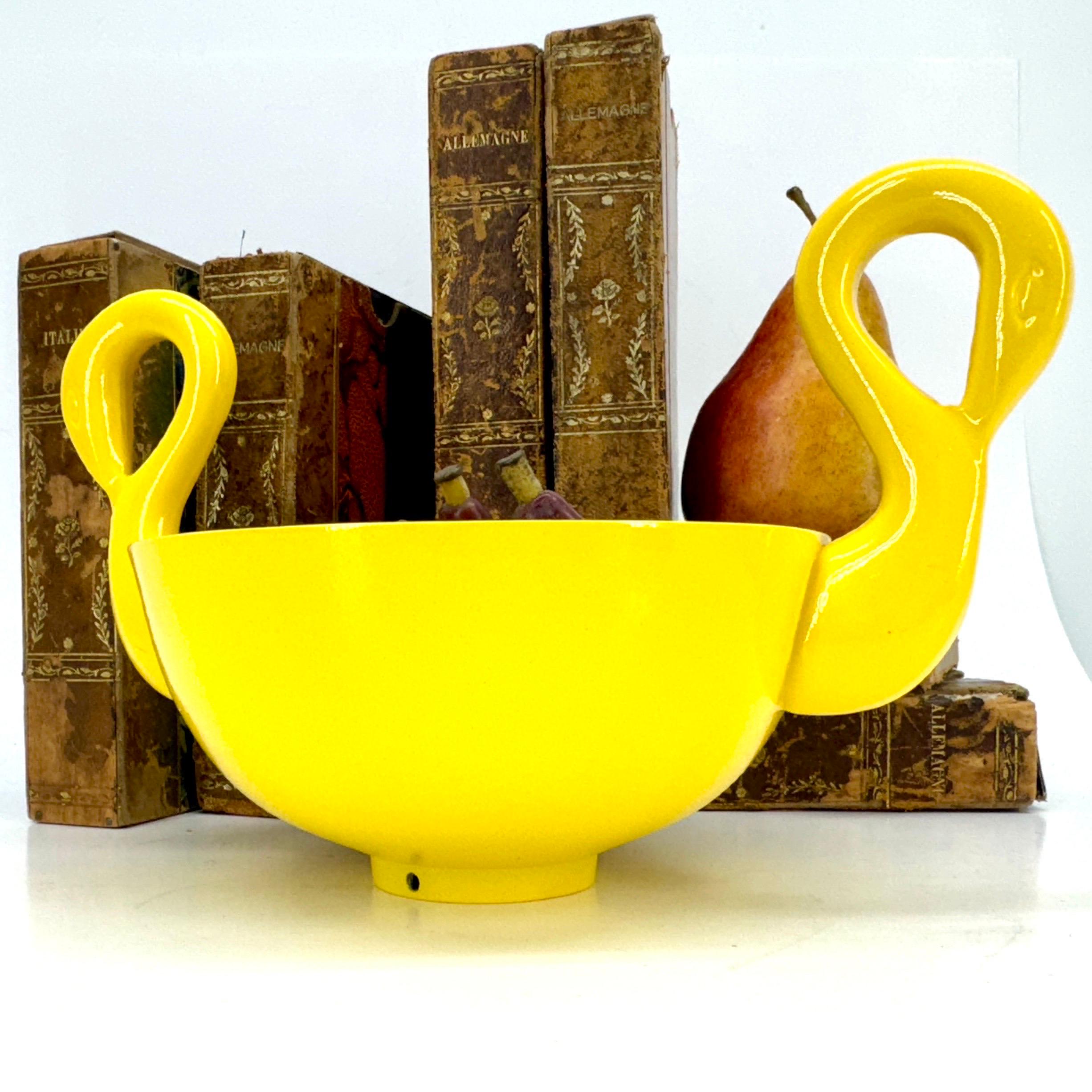 Sunshine Yellow Powder-Coated Decorative Swan Bowl, Mid-Century Modern England For Sale 6