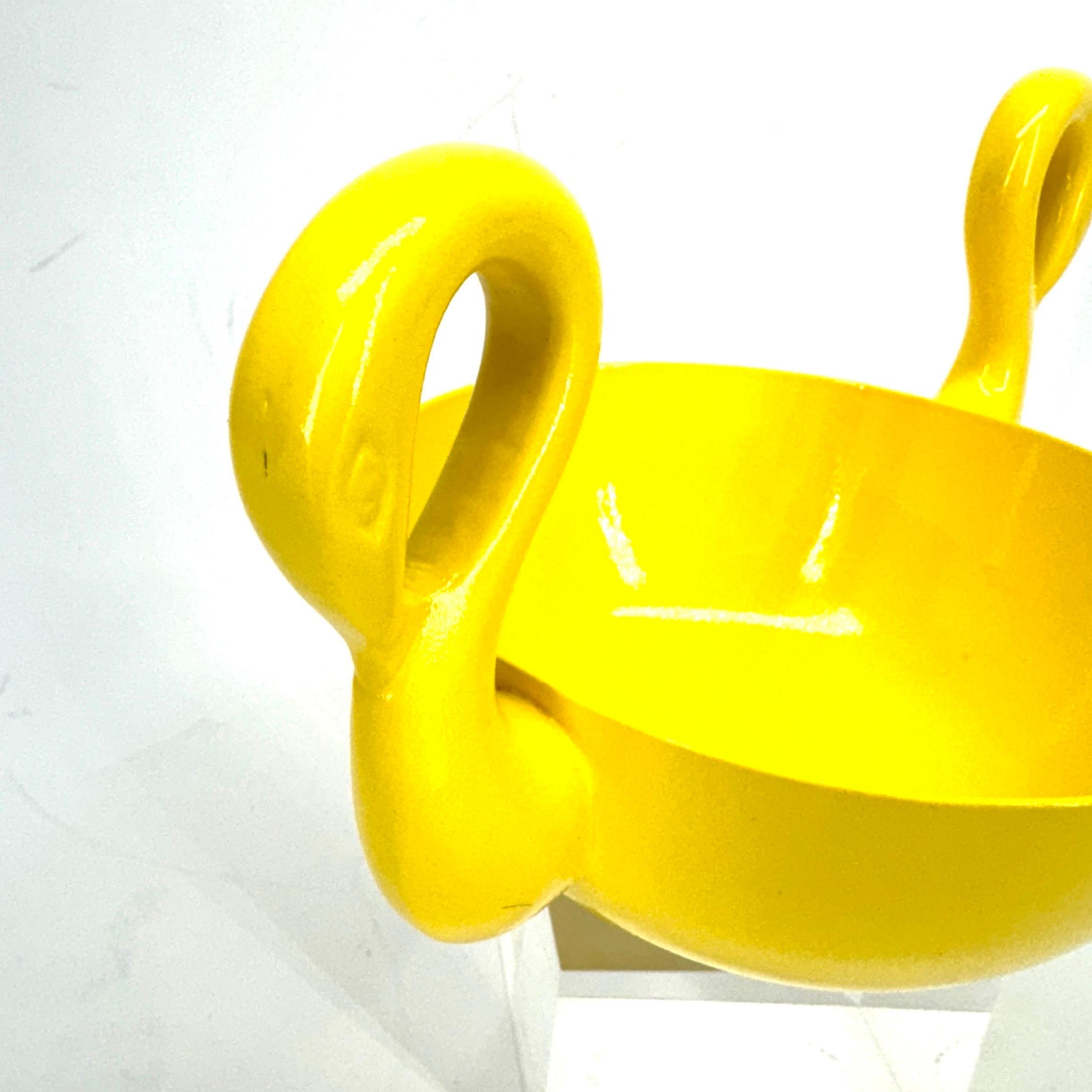Sunshine Yellow Powder-Coated Decorative Swan Bowl, Mid-Century Modern England For Sale 8