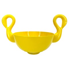 Sunshine Yellow Powder-Coated Decorative Swan Bowl, Mid-Century Modern England