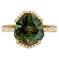 Sunstone and diamond cocktail ring