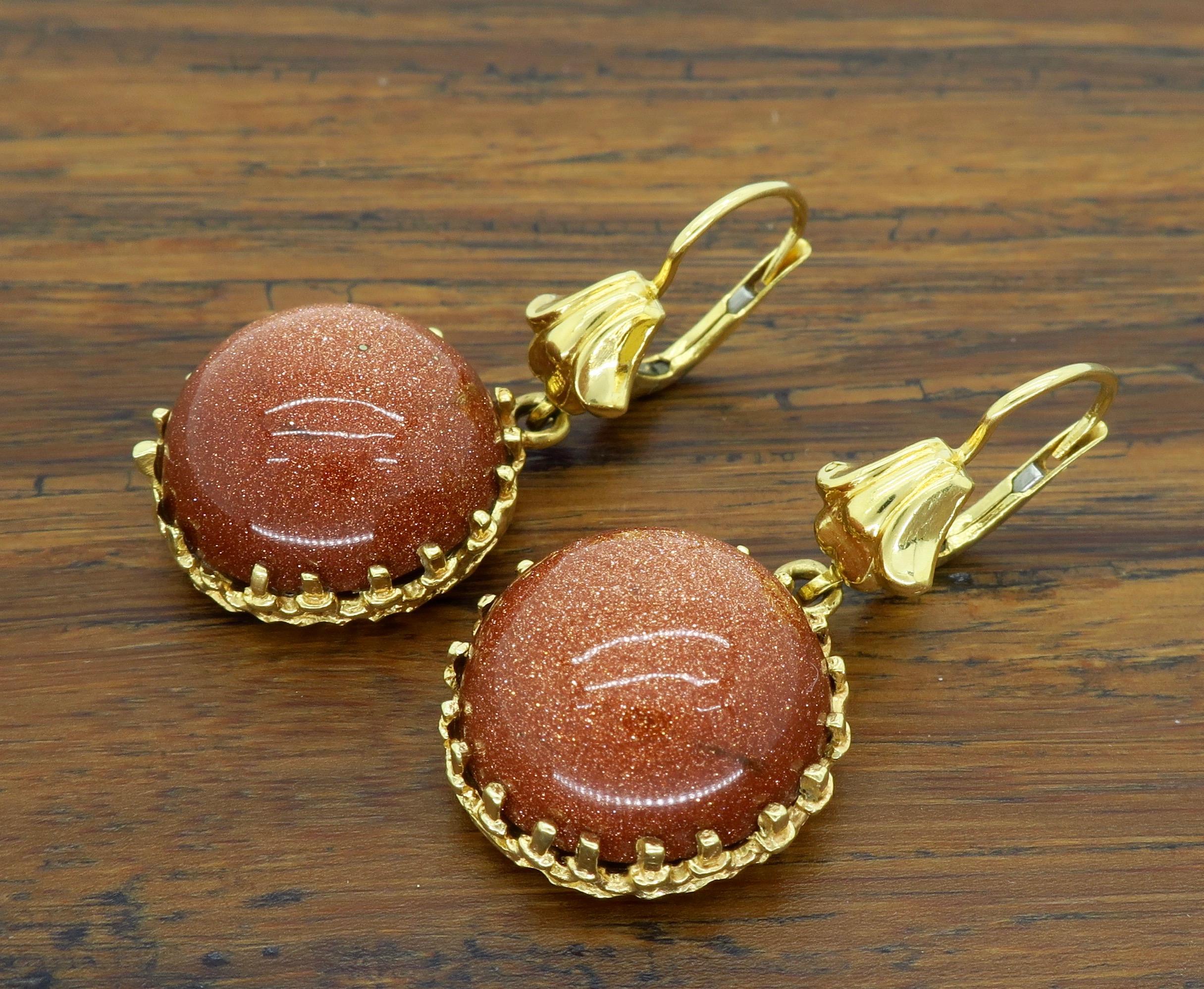 Sunstone Drop Earrings In Excellent Condition In Webster, NY