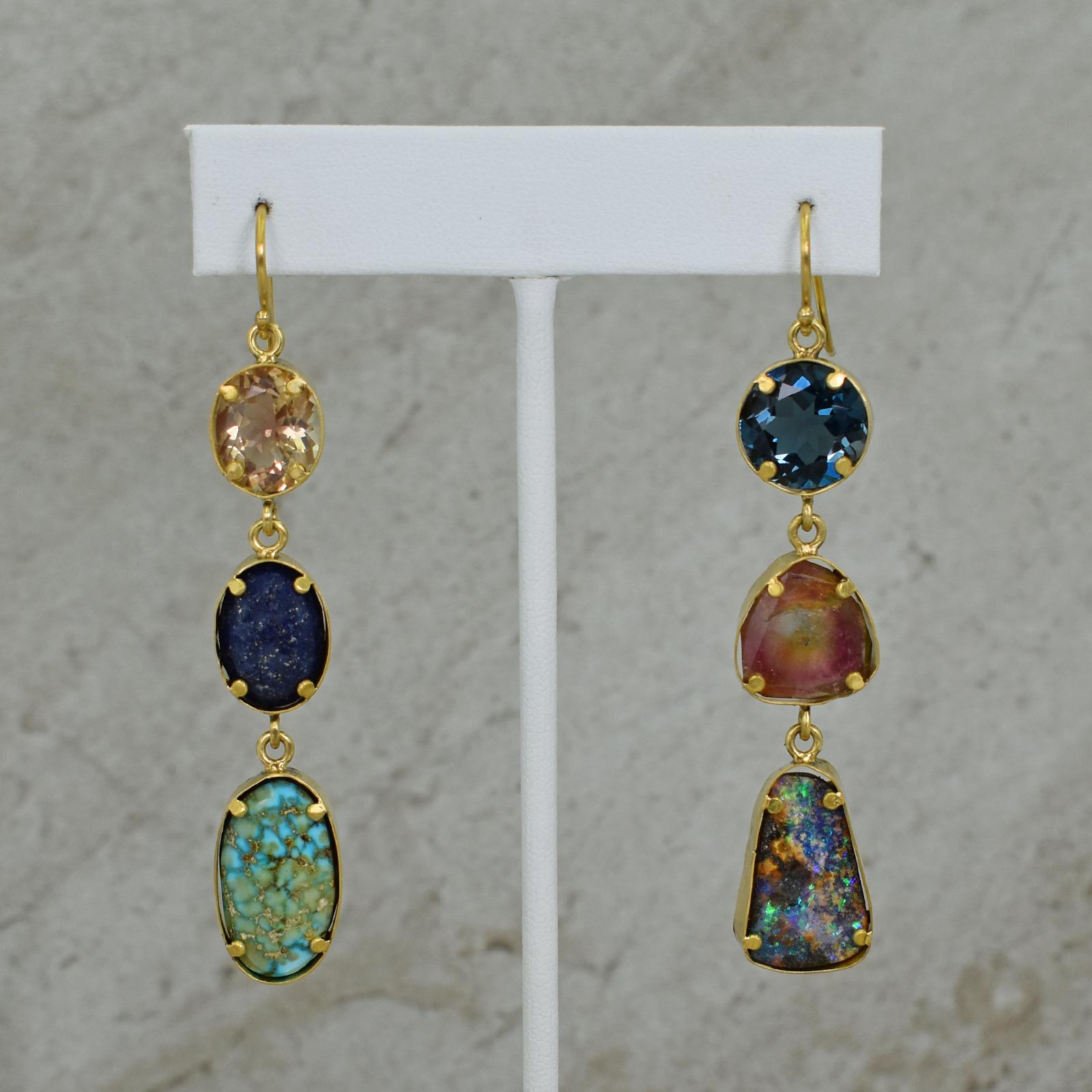 multi gemstone drop earrings