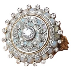 Antique "Sunyer" Catalan  Art Nouveau–Art Deco Platinum and Gold Opal & Diamond Ring