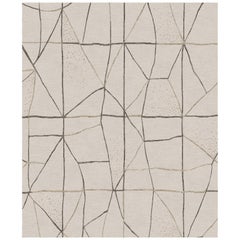 Suono Basso - Beige Living Room Hand-knotted Wool Blend-silk Rug