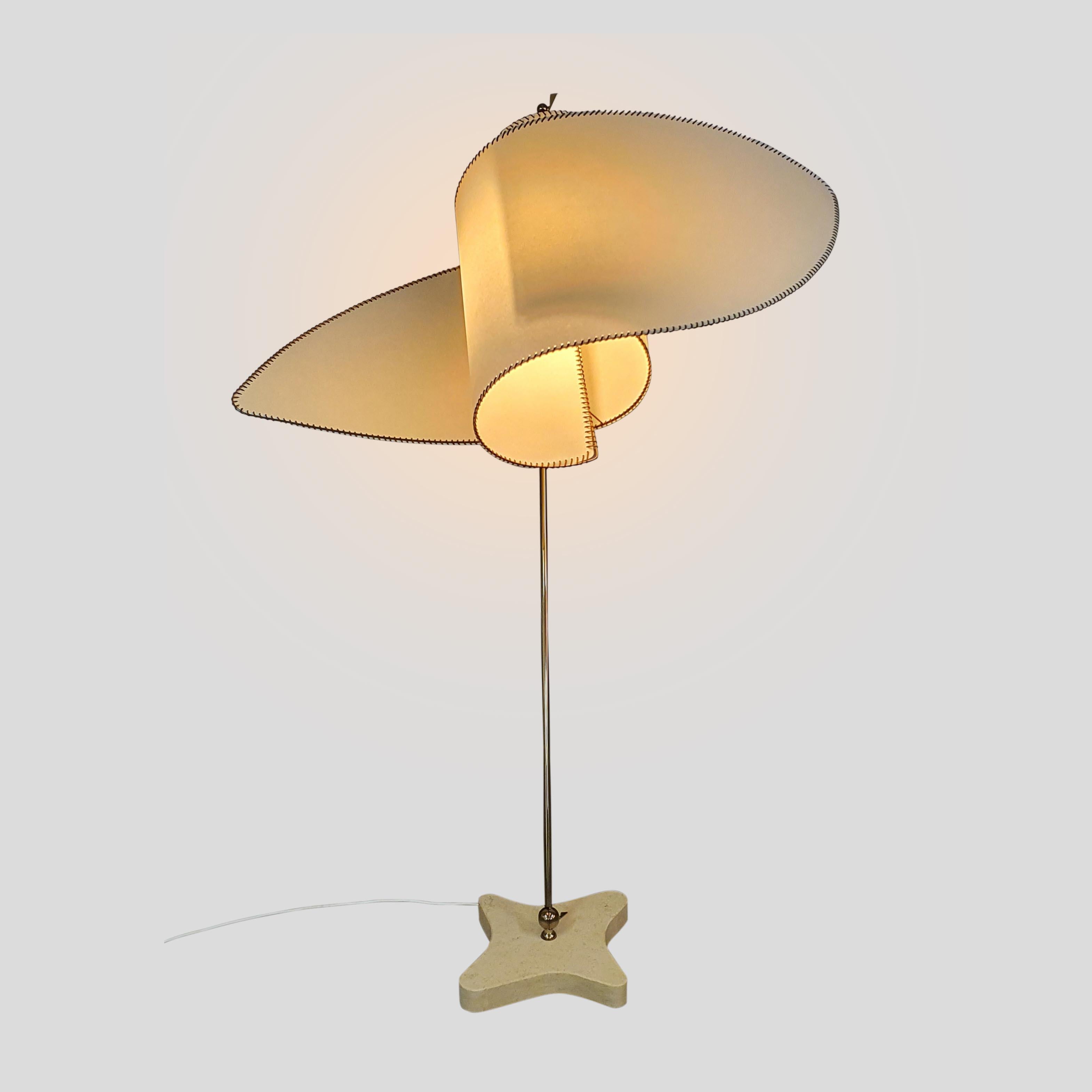 Suora Floor Lamp Burnished Brass Marble Parchment Design by Carlo Mollino In Good Condition For Sale In London, GB