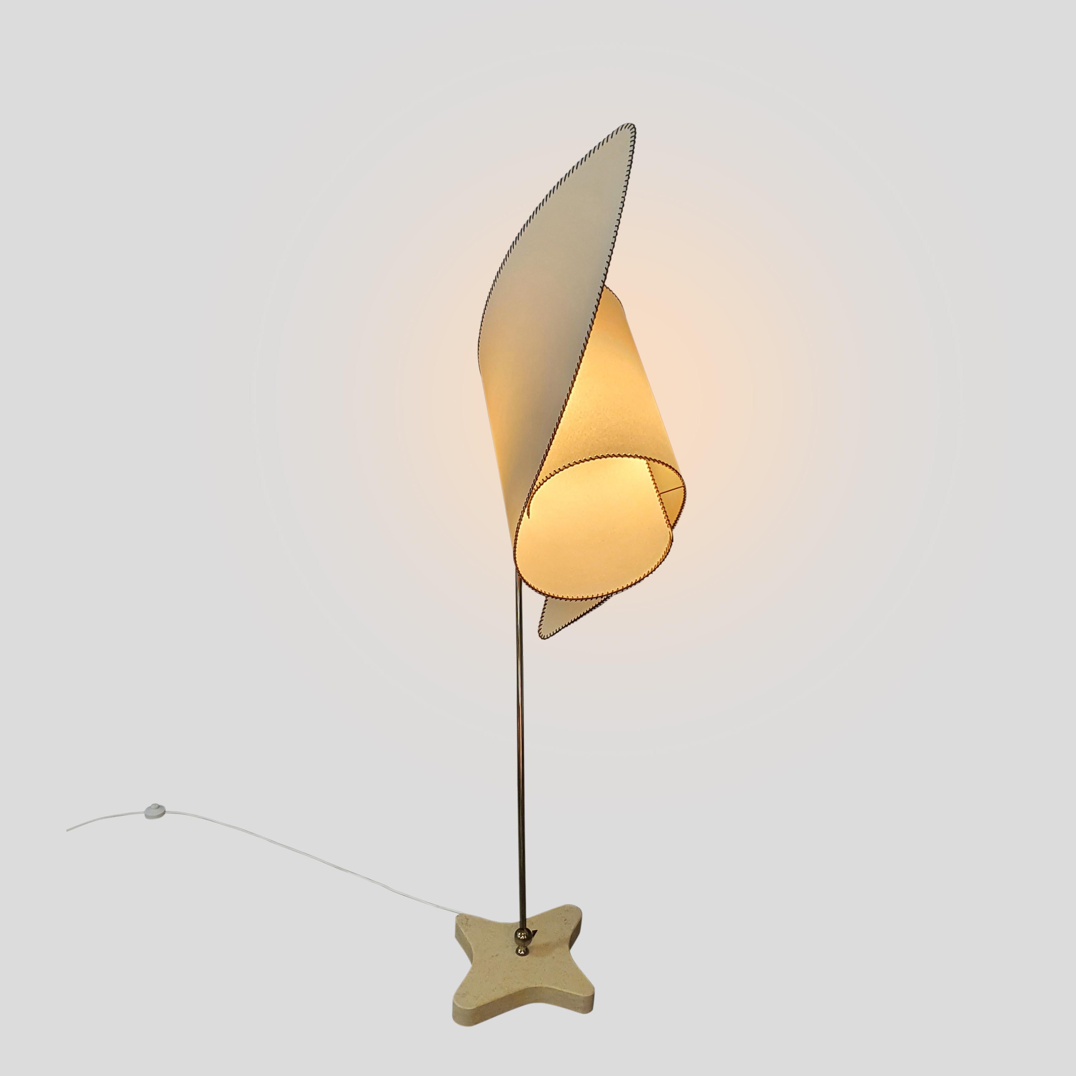 Late 20th Century Suora Floor Lamp Burnished Brass Marble Parchment Design by Carlo Mollino For Sale
