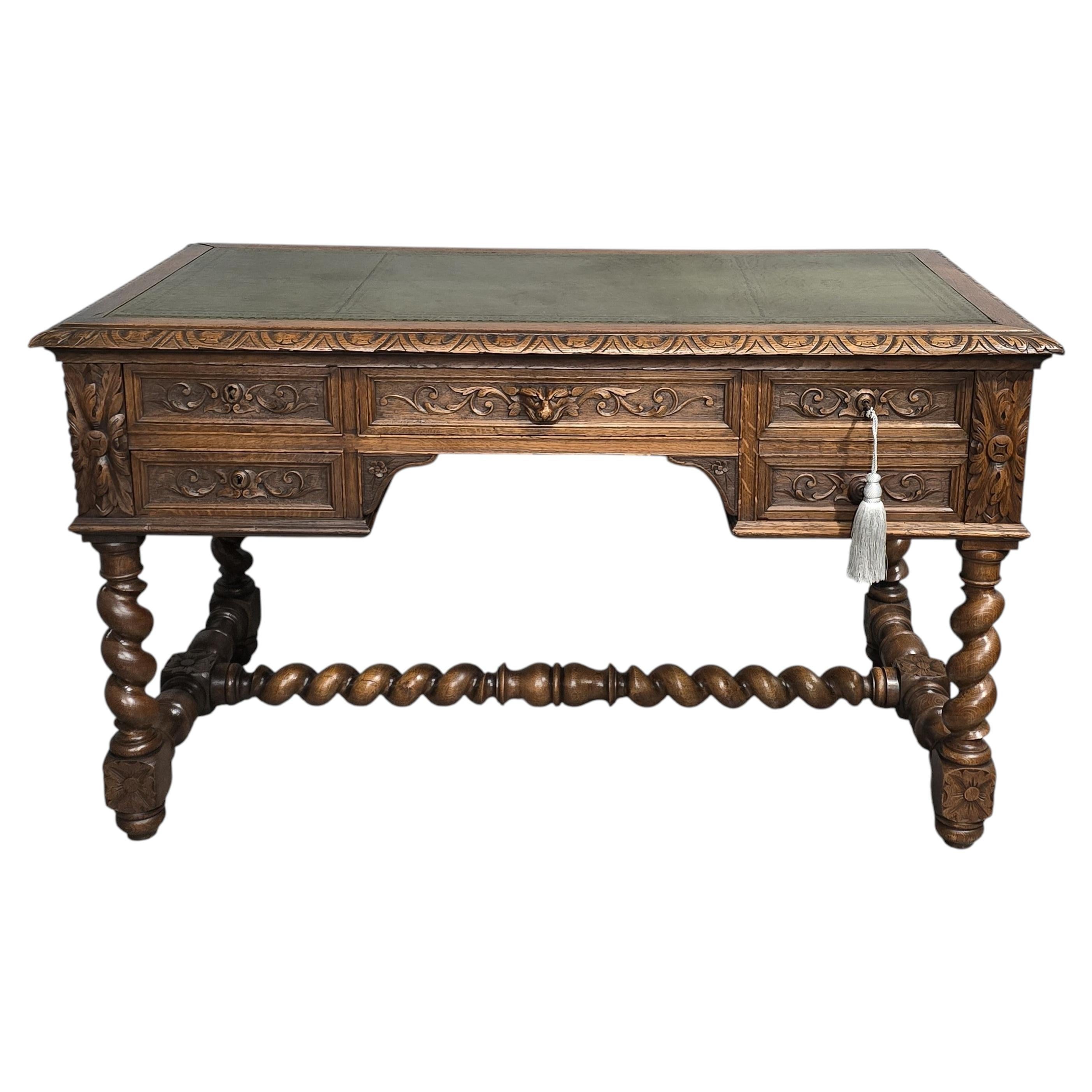 Super Carved Oak Desk