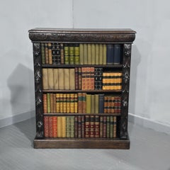 Super Carved Oak Open Adjustable Library Bookcase