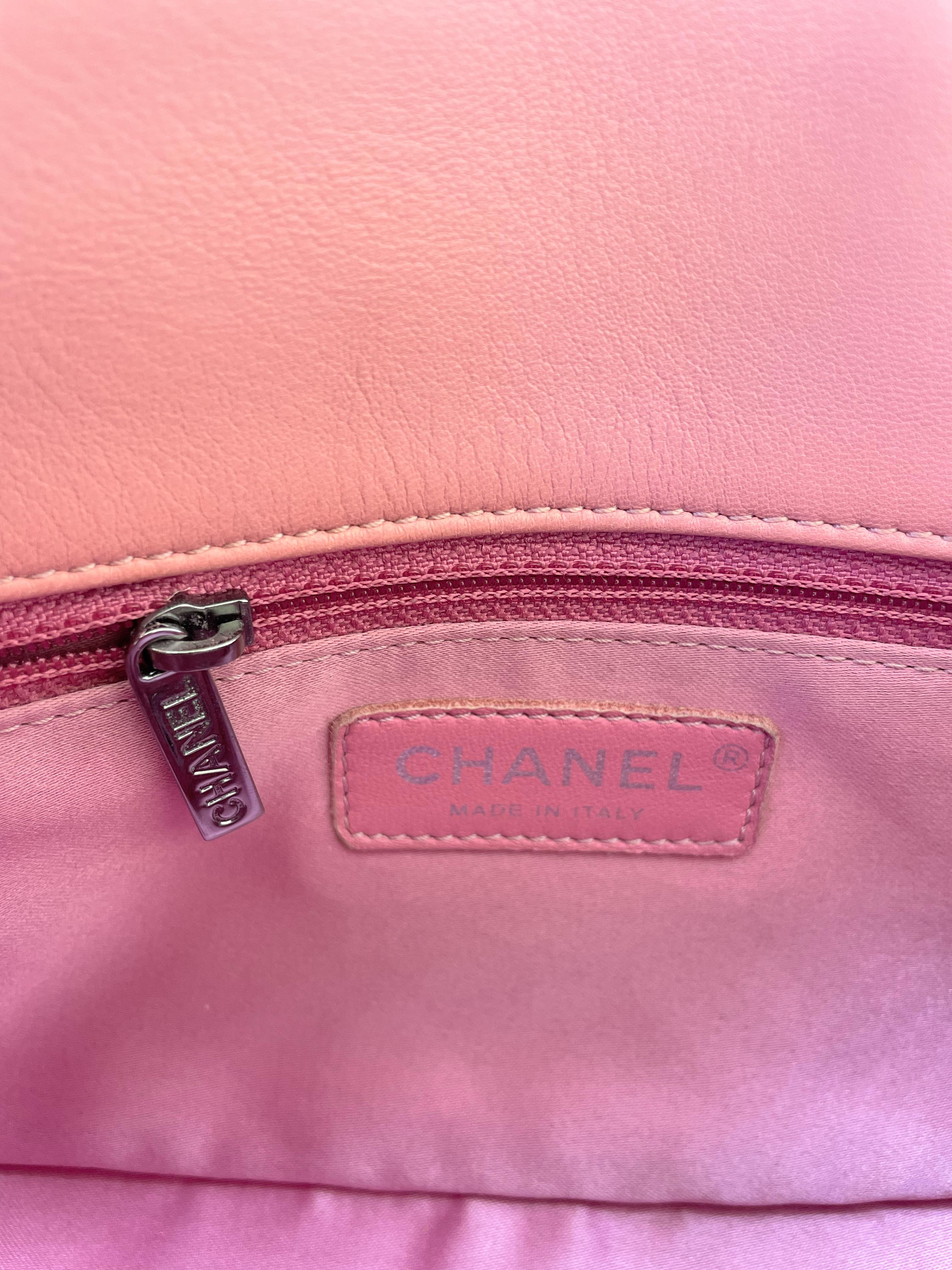 Super Chanel Timeless bag in lambskin with asymmetrical Chevron Pink 6
