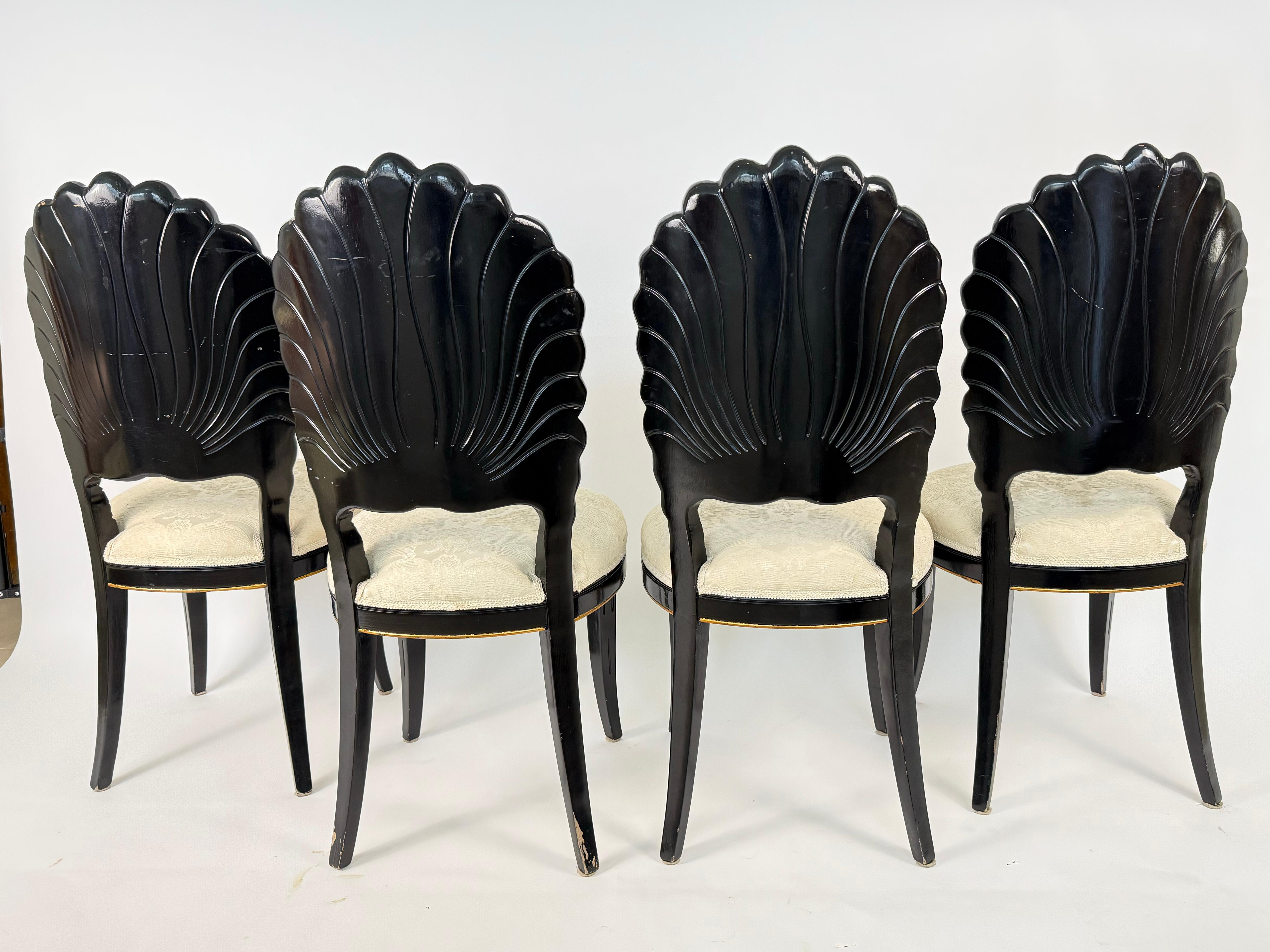 Hollywood Regency Super Chic Clamshell Dining Chairs For Sale