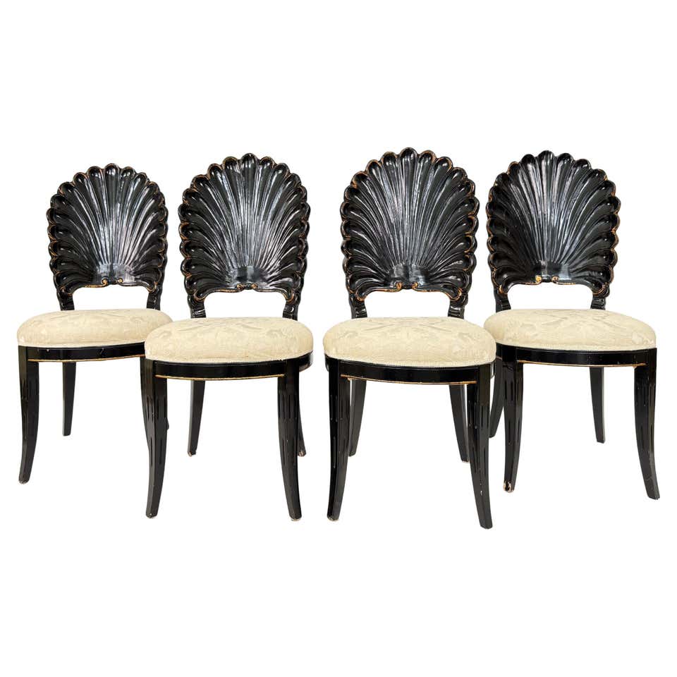 Six Italian Decorative Venetian Shell Back Dining Chairs For Sale at ...