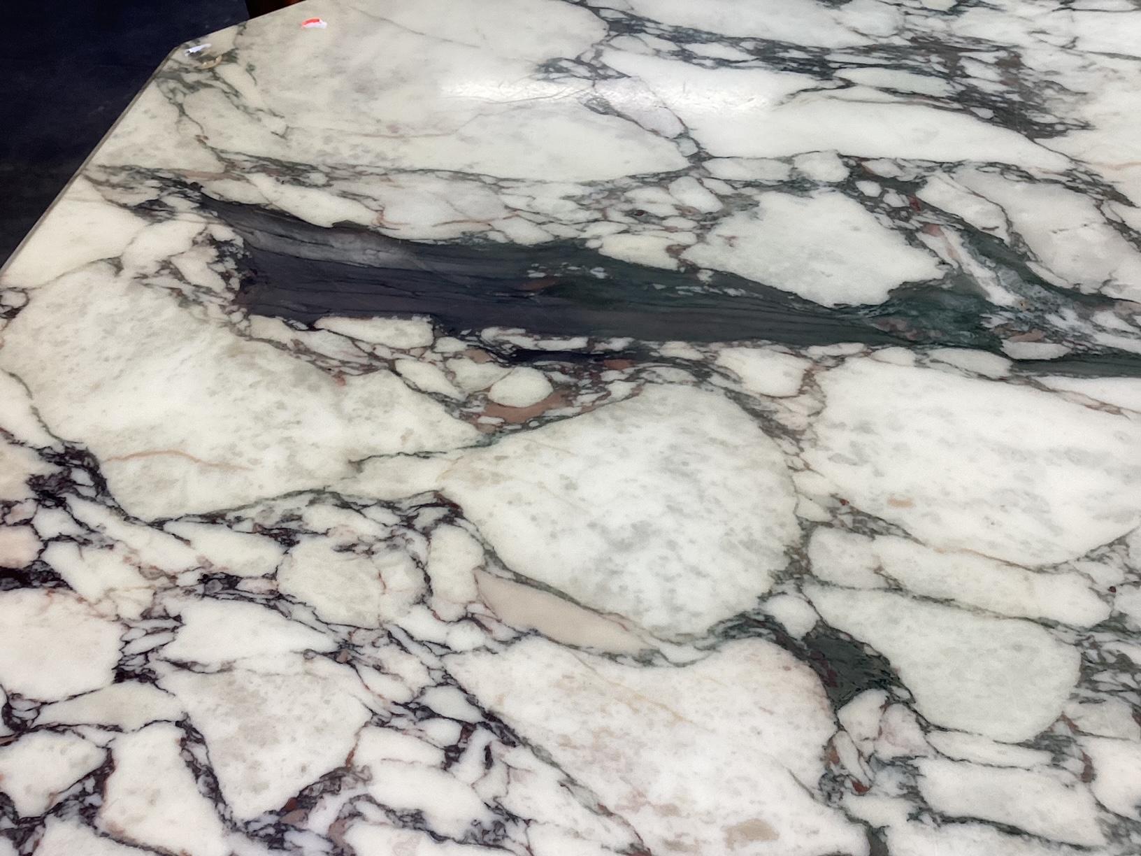 Super Chic French Art Deco Black Laquer and Hexagonal Marble Dining Table 4