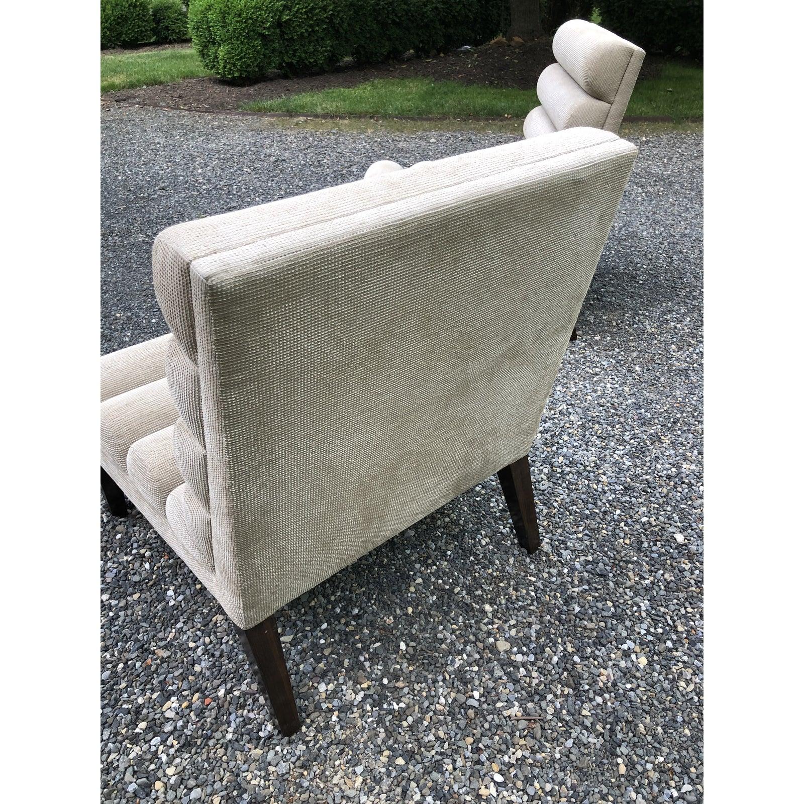 Super Chic Pair of Mid-Century Modern Channel Back Slipper Chairs 2