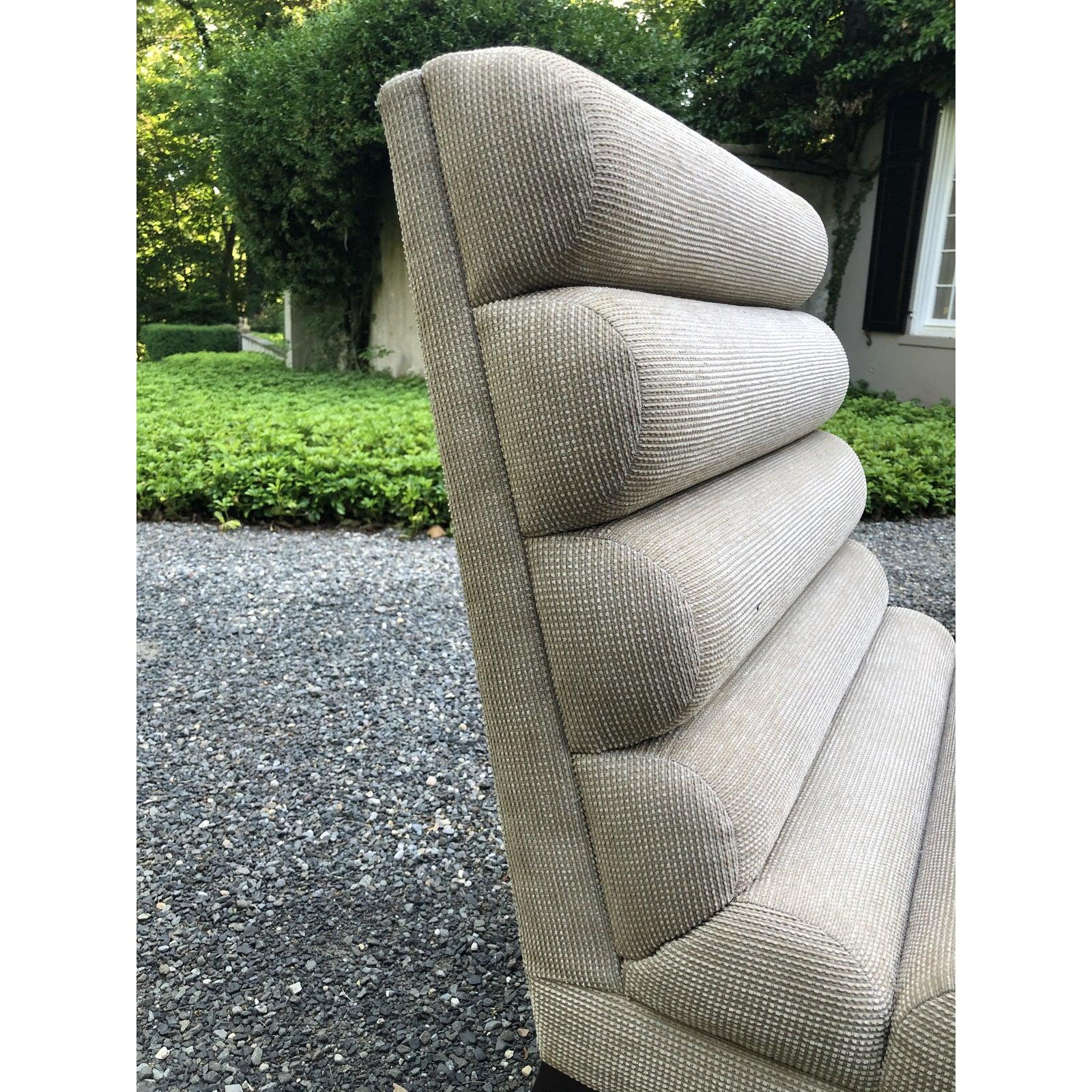 Super Chic Pair of Mid-Century Modern Channel Back Slipper Chairs 3