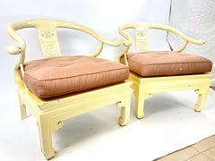 Super Chic Pair of Oriental Horseshoe Ming Lounge Chairs - Fabulous Forms