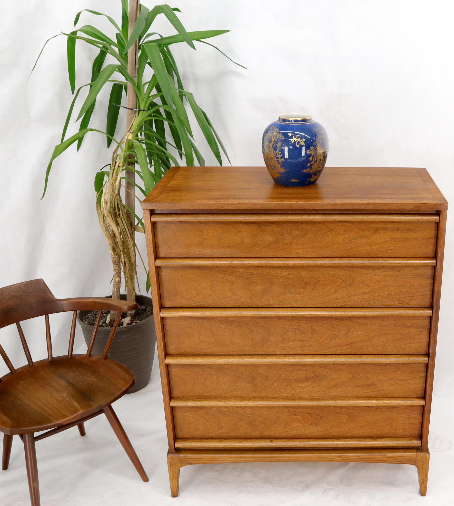 Super Clean Light American Walnut High Chest of Drawers For Sale 6