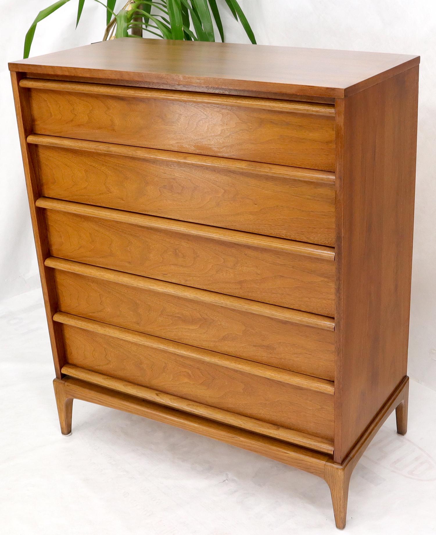 Mid-Century Modern Super Clean Light American Walnut High Chest of Drawers For Sale