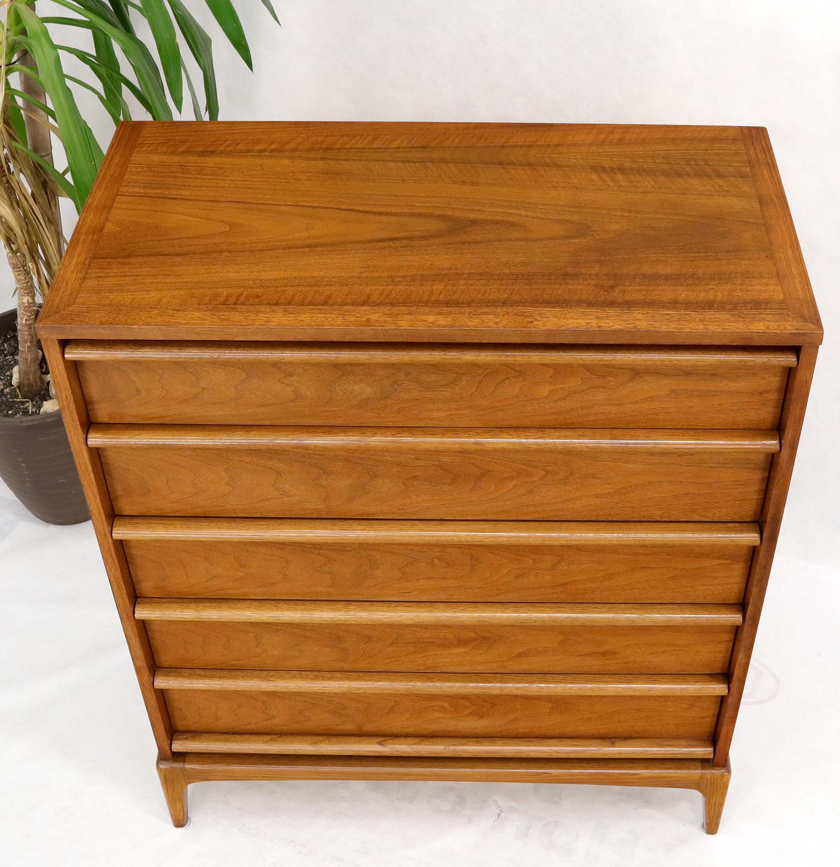 Lacquered Super Clean Light American Walnut High Chest of Drawers For Sale