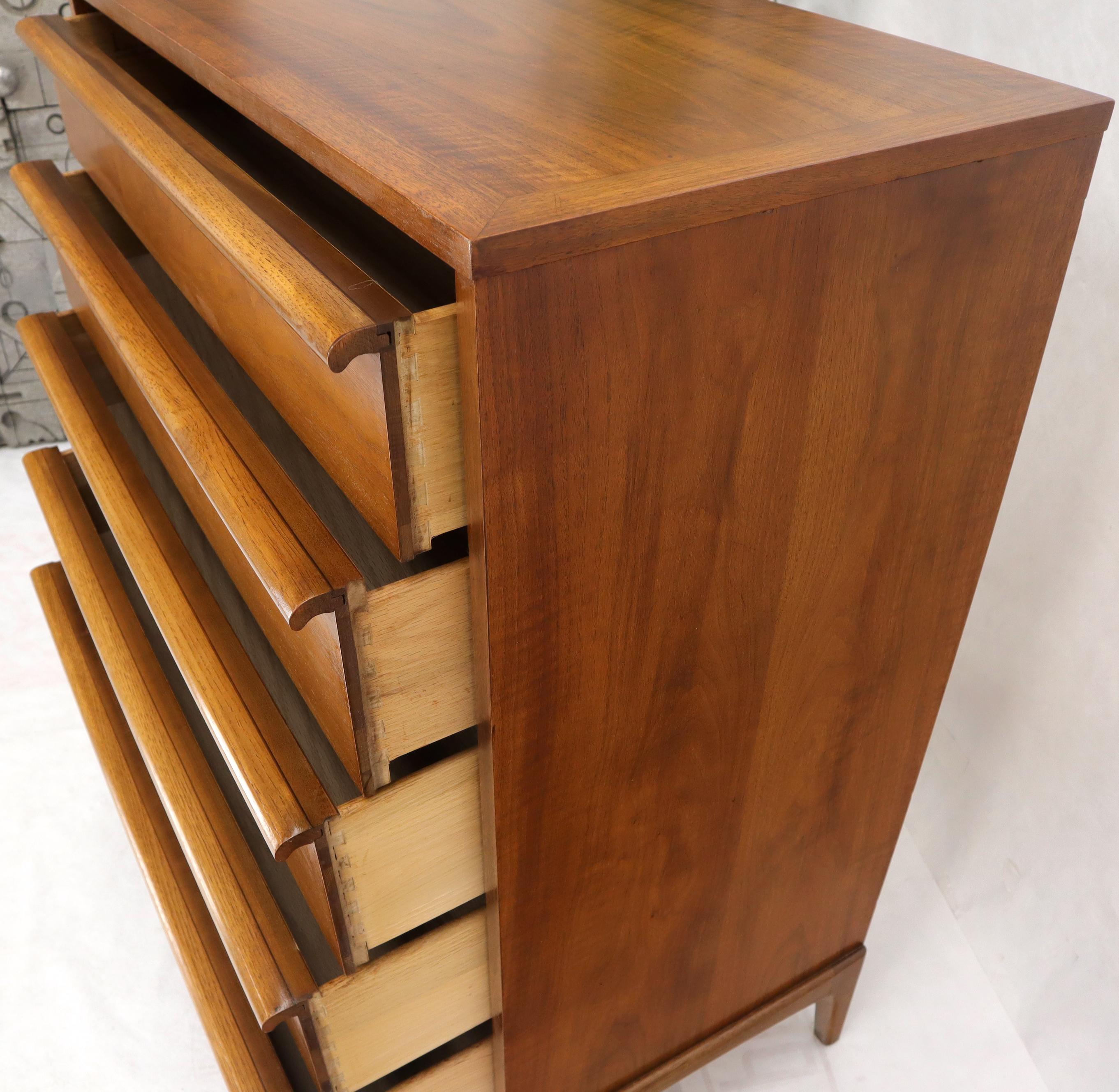 20th Century Super Clean Light American Walnut High Chest of Drawers For Sale