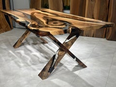 Super Clear Black Walnut Wood Epoxy Resin River Dining Table