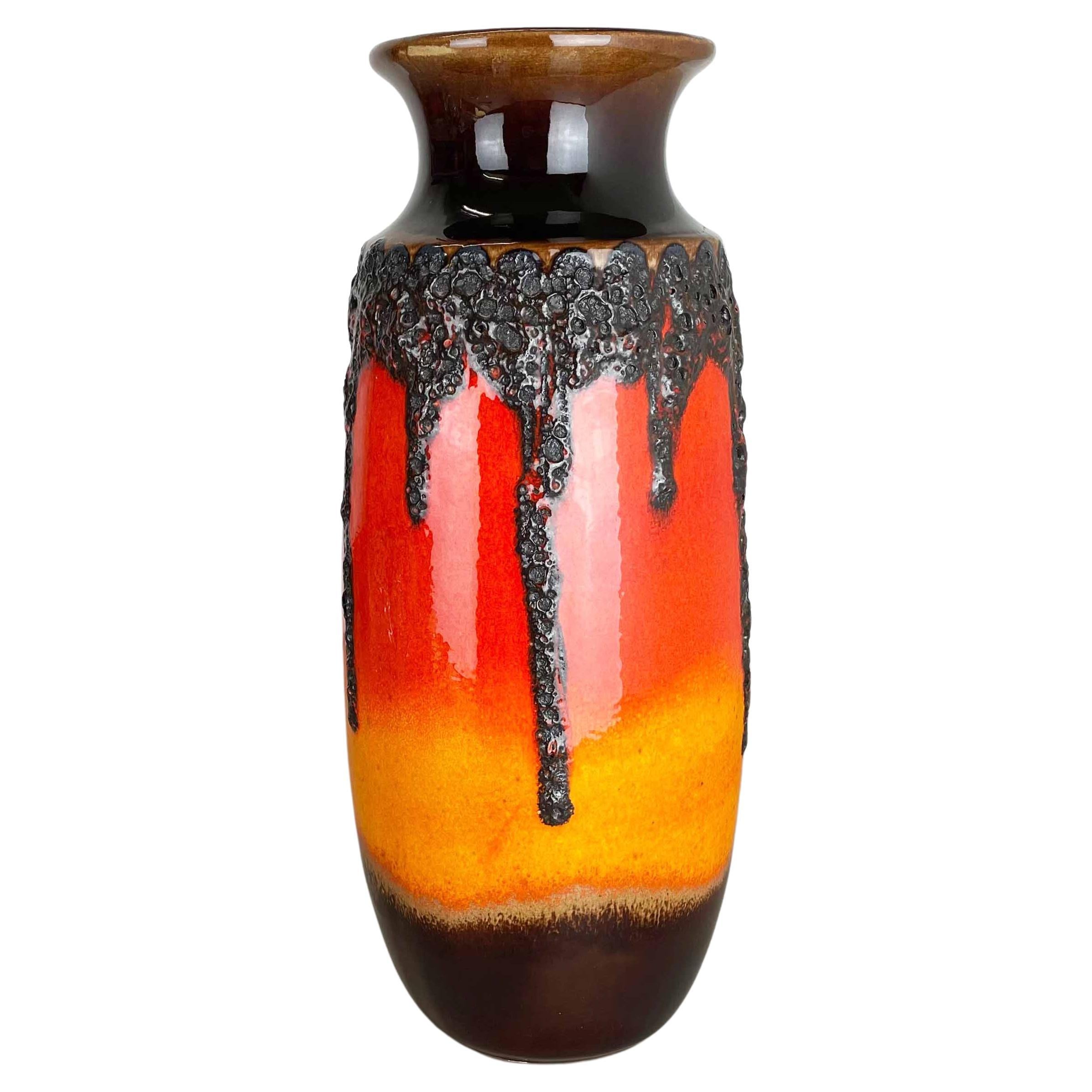 Super Color 41cm Kruzige Fat Lava Mehrfarbige Vase Scheurich, Deutschland WGP, 1970er Jahre