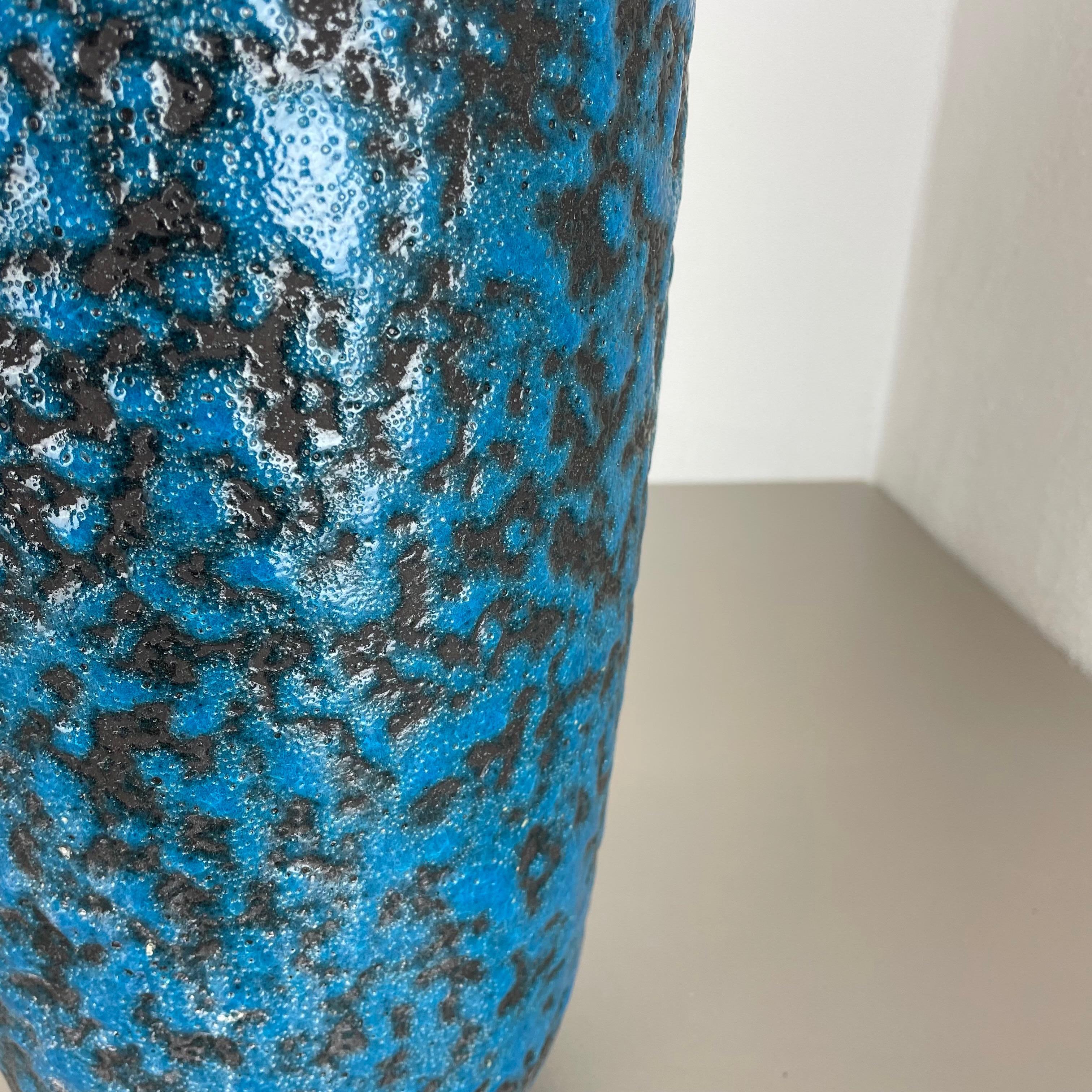 Super Color Crusty Fat Lava Blue 38cm Floor Vase Scheurich, Germany WGP, 1970s For Sale 5