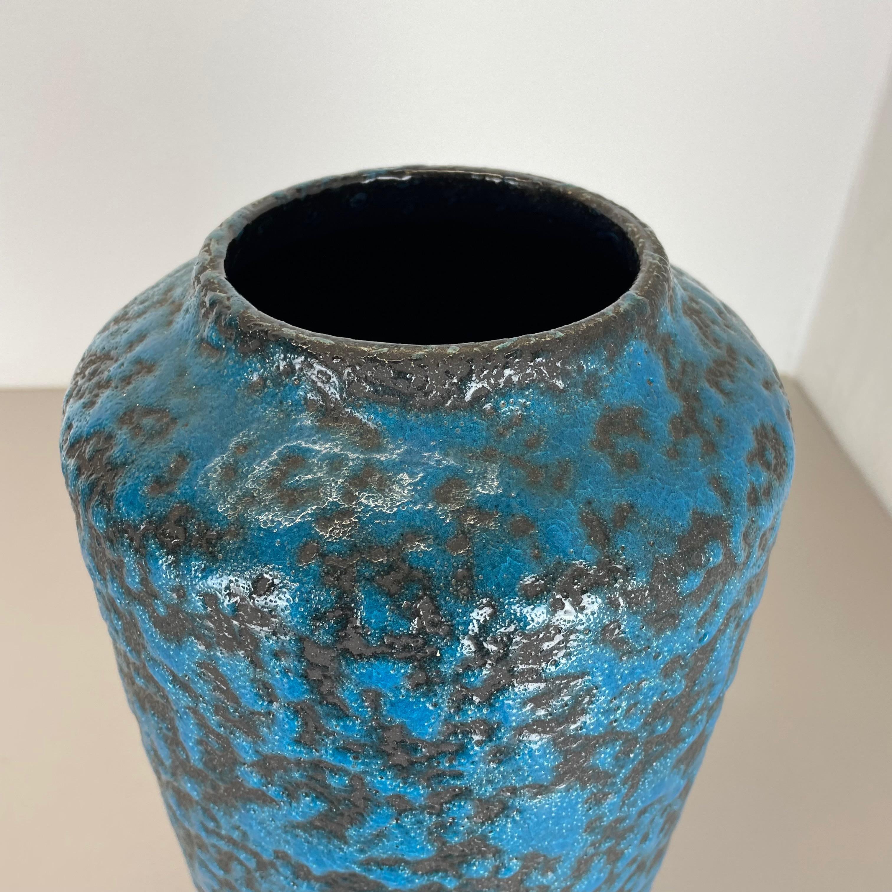 Super Color Crusty Fat Lava Blue 38cm Floor Vase Scheurich, Germany WGP, 1970s For Sale 6