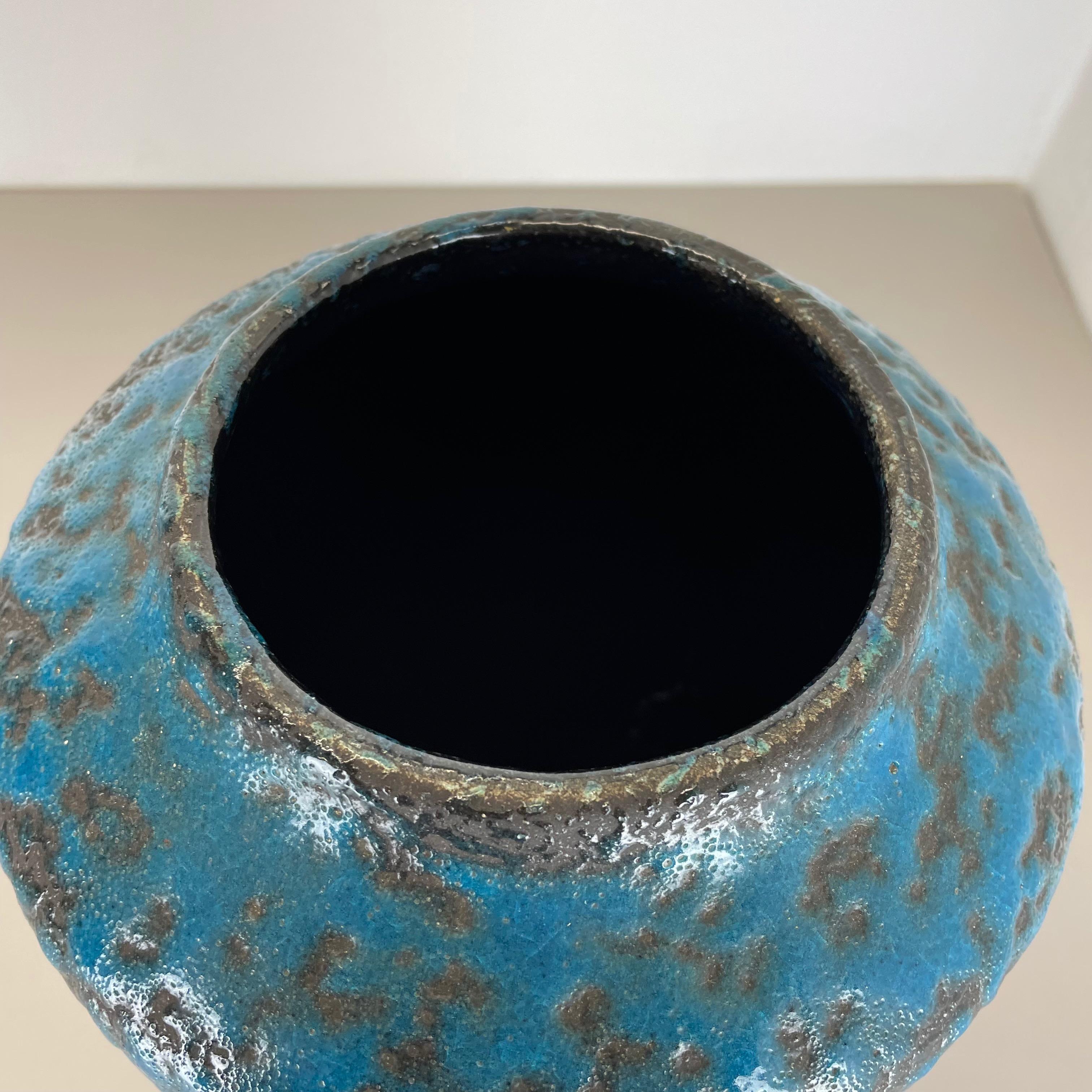 Super Color Crusty Fat Lava Blue 38cm Floor Vase Scheurich, Germany WGP, 1970s For Sale 7