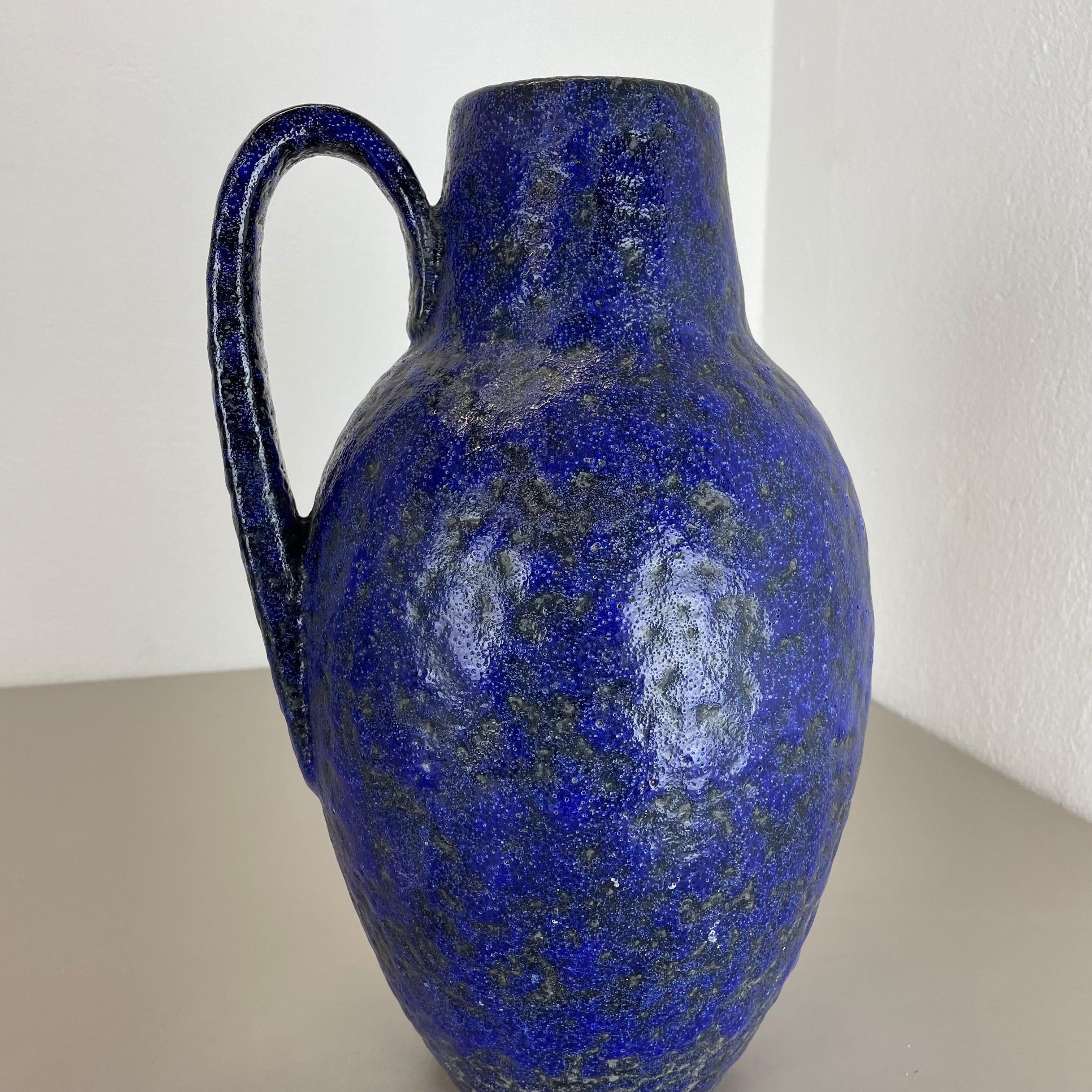 Super Color Crusty Fat Lava Blue Floor Vase Scheurich, Allemagne WGP, années 1970 en vente 6